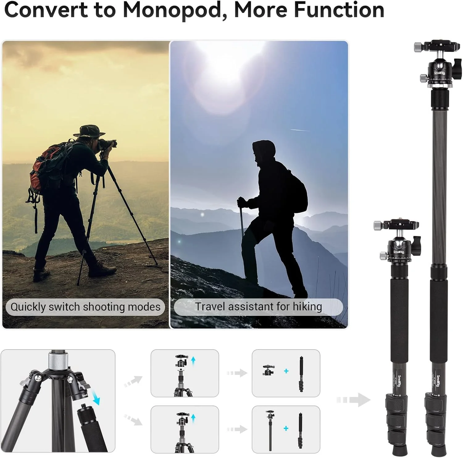 سه پایه فیبر کربنی اسمال ریگ مدل AP-20 4059 به همراه ستون مرکزی سه پایه فیبر کربنی اسمال ریگ مدل AP-20 4059 به همراه ستون مرکزی