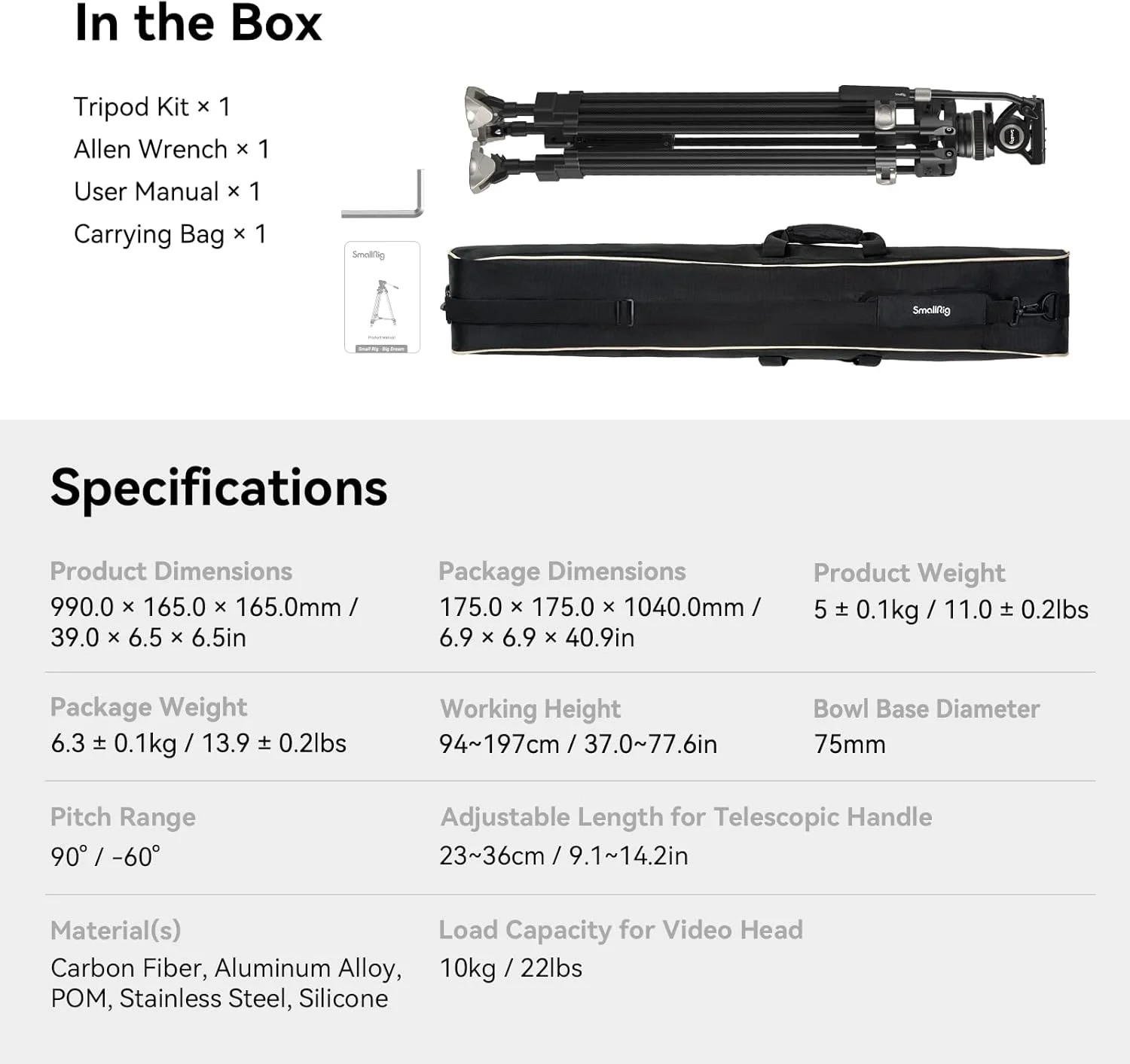 سیستم سه پایه فیبر کربنی سنگین SmallRig AD-100 FreeBlazer 3989، سه پایه ویدیویی 78 اینچی با سیستم قفل یک مرحله ای، هد سیال 360 درجه و صفحه رهاسازی سریع دو حالته، حداکثر بار 10 کیلوگرم برای دوربین - 3989 سیستم سه پایه فیبر کربنی سنگین SmallRig AD-100 FreeBlazer 3989، سه پایه ویدیویی 78 اینچی با سیستم قفل یک مرحله ای، هد سیال 360 درجه و صفحه رهاسازی سریع دو حالته، حداکثر بار 10 کیلوگرم برای دوربین - 3989