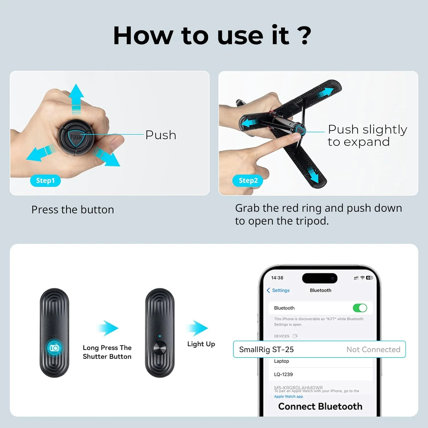 پایه سه پایه گوشی موبایل اسمال ریگ 51 اینچی ST-25 مشکی 4729 پایه سه پایه گوشی موبایل اسمال ریگ 51 اینچی ST-25 مشکی 4729