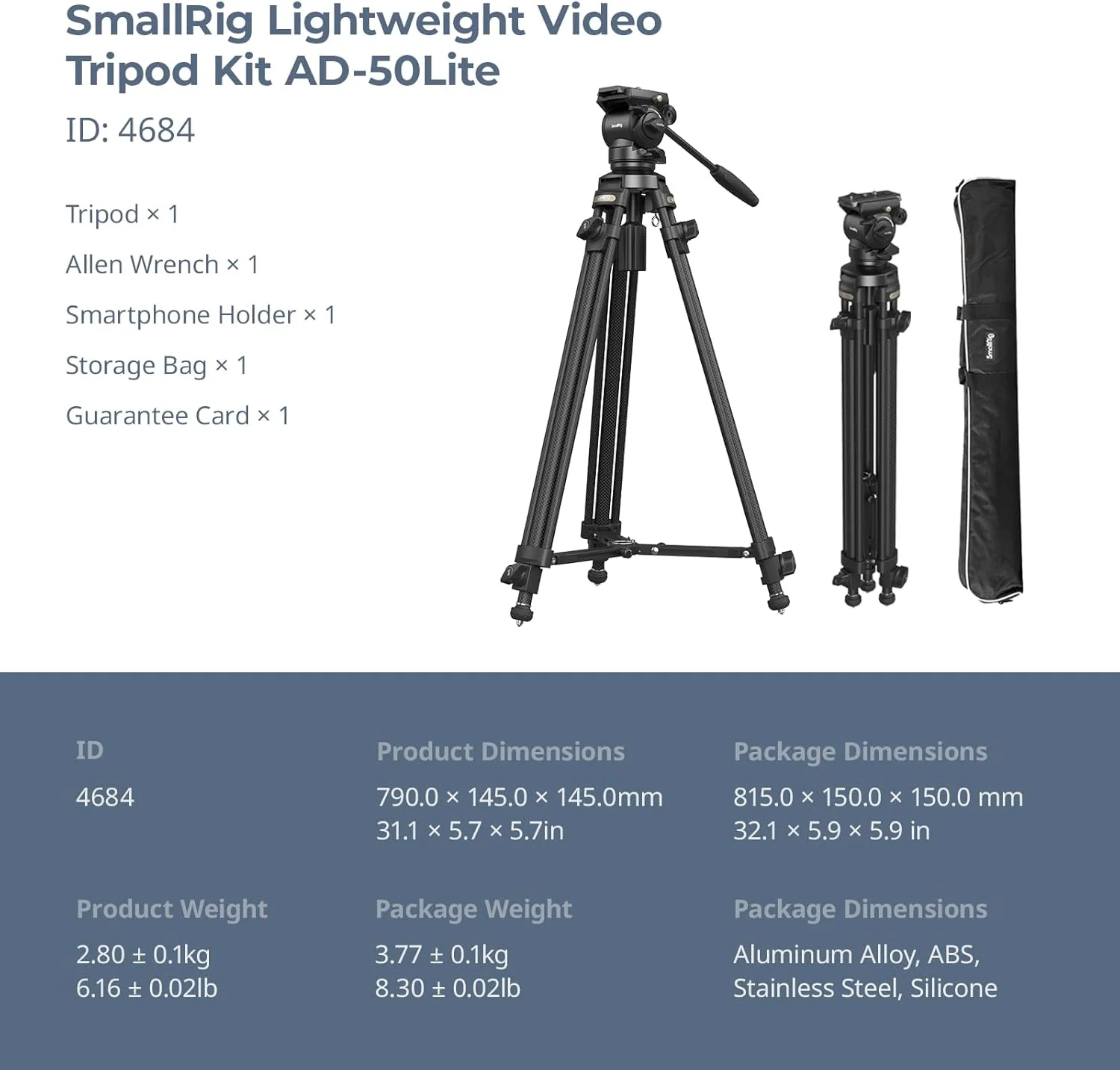 کیت سه پایه فیلمبرداری سبک وزن اسمال ریگ مدل AD-50Lite 4684 کیت سه پایه فیلمبرداری سبک وزن اسمال ریگ مدل AD-50Lite 4684