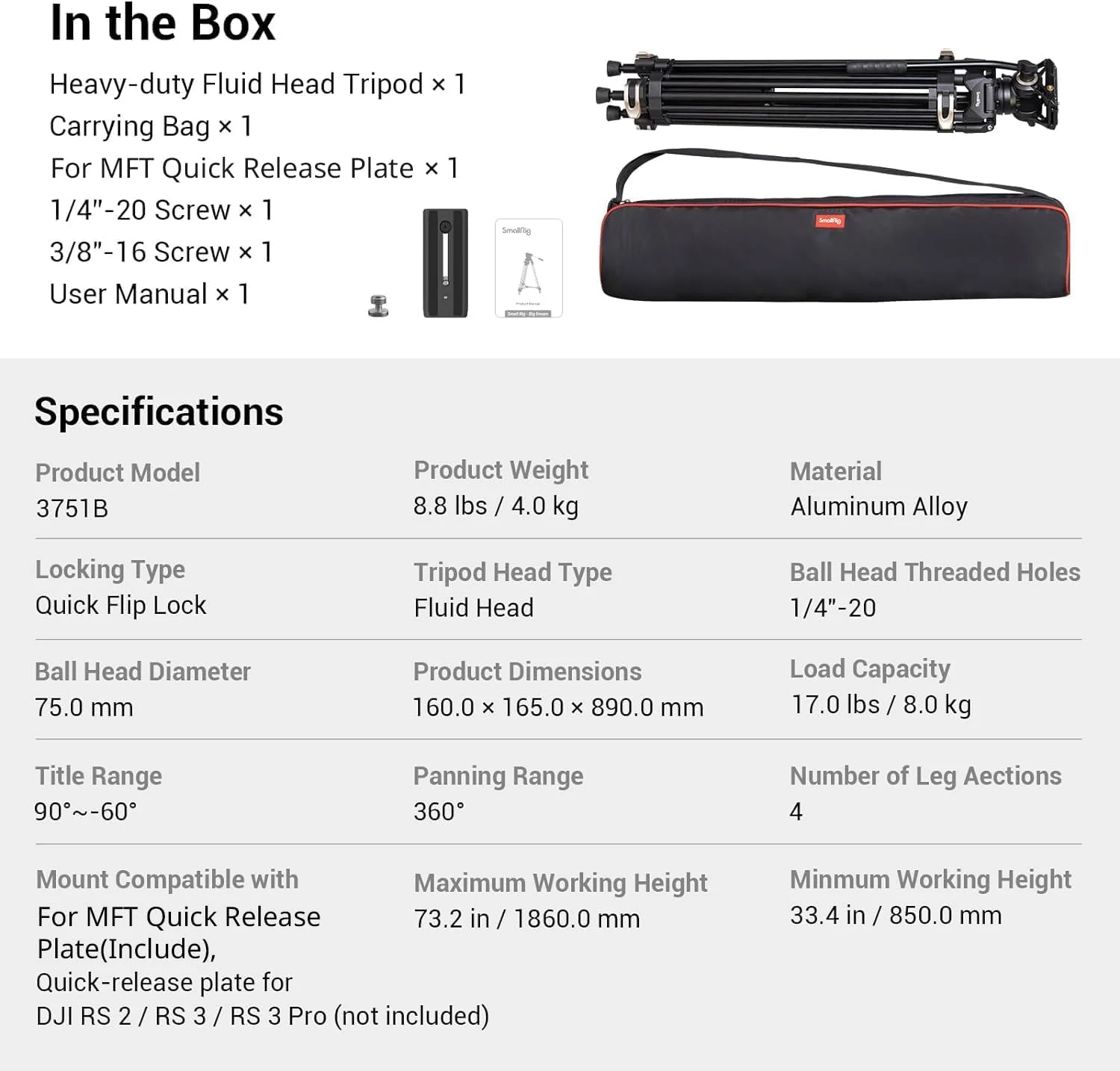 سه پایه فیلمبرداری SmallRig AD-01، سه پایه سنگین 73 اینچی با هد سیال 360 درجه و صفحه رهاسازی سریع برای دوربین های DSLR، دوربین فیلمبرداری، دوربین ها 3751 سه پایه فیلمبرداری SmallRig AD-01، سه پایه سنگین 73 اینچی با هد سیال 360 درجه و صفحه رهاسازی سریع برای دوربین های DSLR، دوربین فیلمبرداری، دوربین ها 3751
