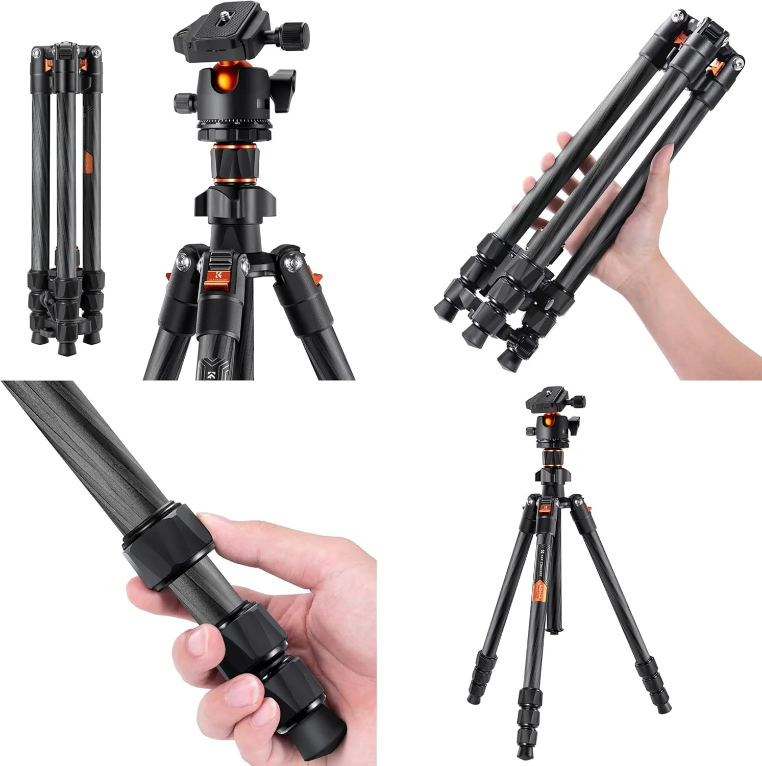 سه پایه دوربین فیبر کربنی K&F Concept KF09123 | سه پایه مسافرتی سبک و قابل حمل | صفحه رهاسازی سریع با کیف برای عکاسی منظره | حداکثر تحمل وزن 8 کیلوگرم | وزن 1.1 کیلوگرم | حداکثر ارتفاع 162 سانتی متر سه پایه دوربین فیبر کربنی K&F Concept KF09123 | سه پایه مسافرتی سبک و قابل حمل | صفحه رهاسازی سریع با کیف برای عکاسی منظره | حداکثر تحمل وزن 8 کیلوگرم | وزن 1.1 کیلوگرم | حداکثر ارتفاع 162 سانتی متر