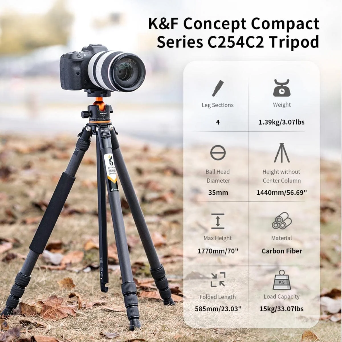 سه پایه و تک پایه فیبر کربنی سنگین دوربین K&F Concept مدل SA254C2 | حداکثر ارتفاع 177 سانتی متر | حداکثر تحمل وزن 15 کیلوگرم | وزن سه پایه 1.39 کیلوگرم | برای دوربین های DSLR، بدون آینه و فیلمبرداری (مدل A254C4+BH-35L) سه پایه و تک پایه فیبر کربنی سنگین دوربین K&F Concept مدل SA254C2 | حداکثر ارتفاع 177 سانتی متر | حداکثر تحمل وزن 15 کیلوگرم | وزن سه پایه 1.39 کیلوگرم | برای دوربین های DSLR، بدون آینه و فیلمبرداری (مدل A254C4+BH-35L)