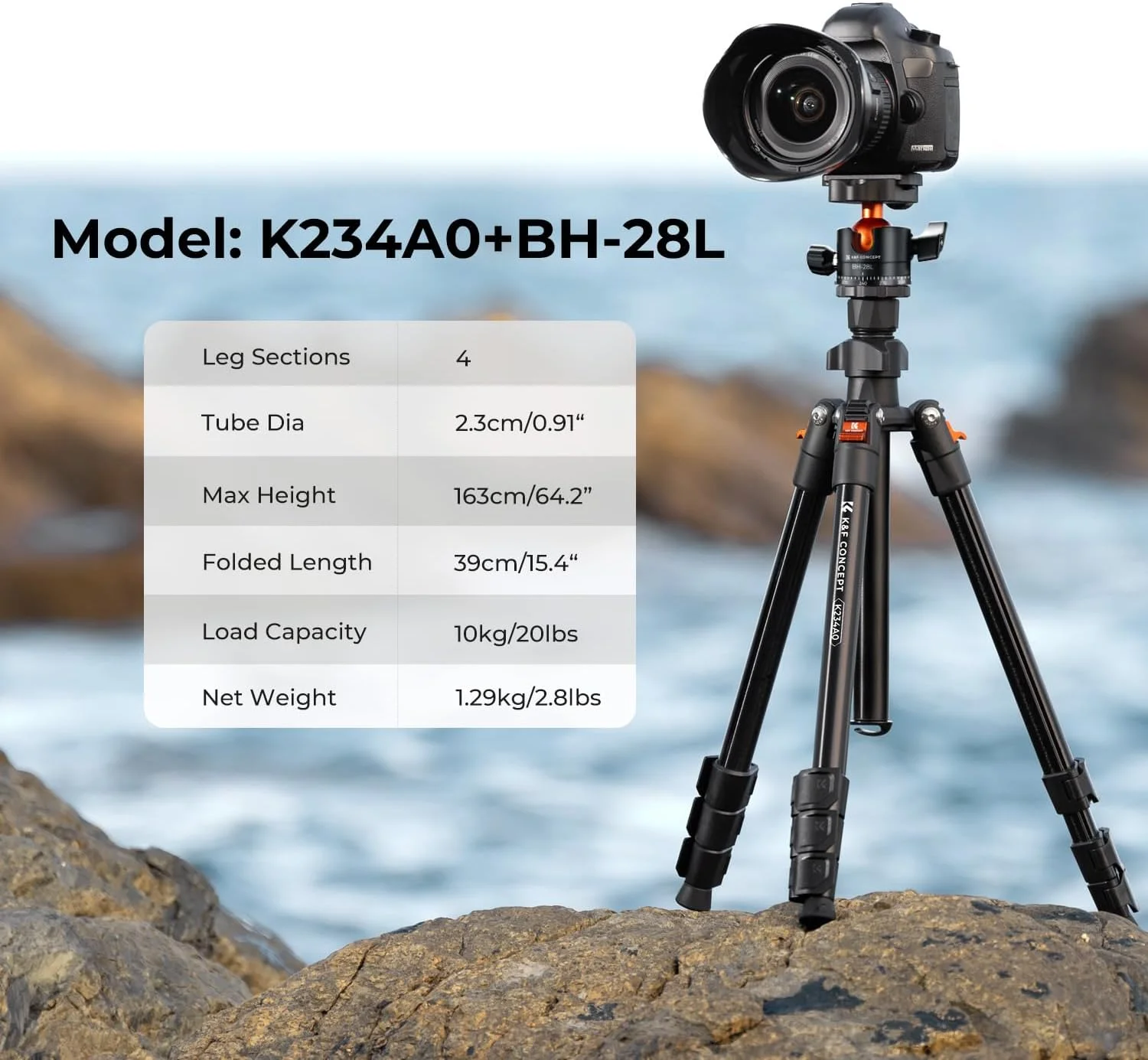K&F Concept 64 inch/163cm Camera Tripod,Lightweight Travel Outdoor DSLR Tripods with 360 Degree CNC Ball Head Load Capacity 10kg/22lbs,Cellphone Clip for Smartphone Live Streaming Vlog K234A0+BH-28L K&F Concept 64 inch/163cm Camera Tripod,Lightweight Travel Outdoor DSLR Tripods with 360 Degree CNC Ball Head Load Capacity 10kg/22lbs,Cellphone Clip for Smartphone Live Streaming Vlog K234A0+BH-28L