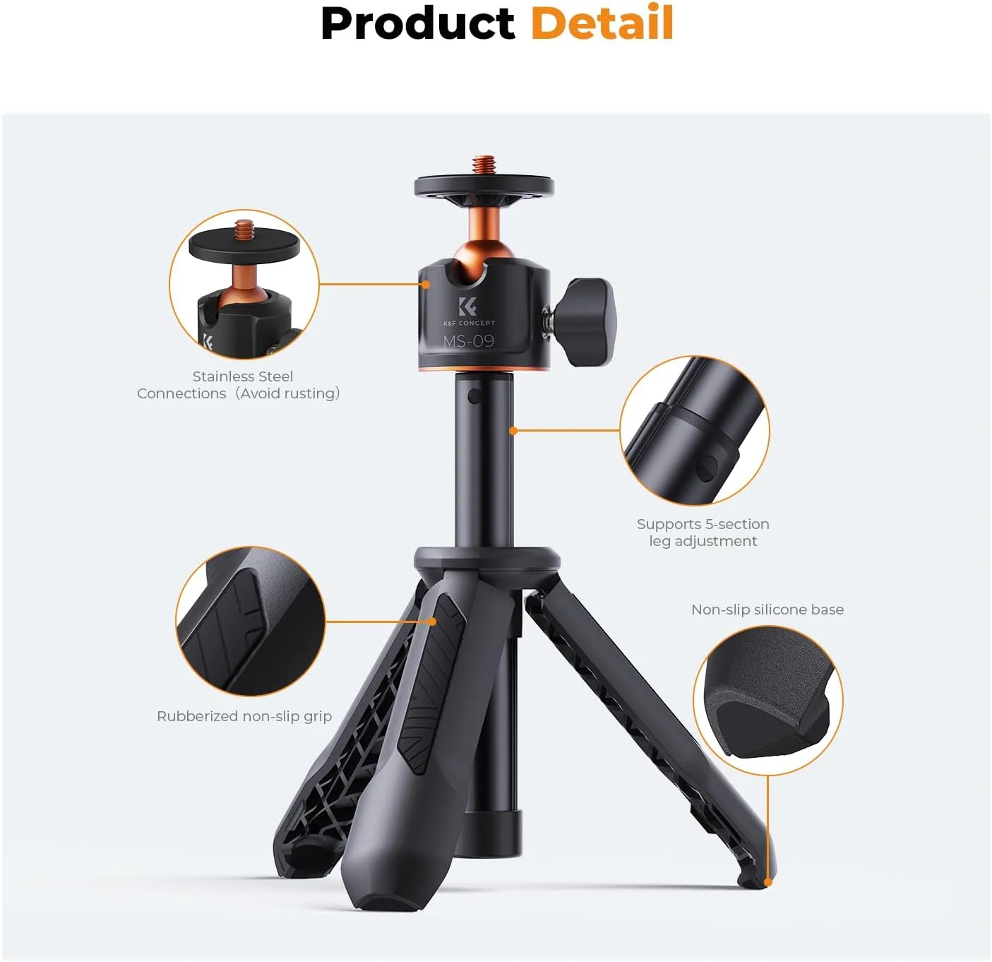 سه پایه سلفی استیک 34 سانتیمتری K&F Concept برای گوشیهای هوشمند به همراه نگهدارنده تلفن، پایه وبلاگنویسی قابل حمل با بلوتوث برای دوربینهای سبک و نور پرکننده سه پایه سلفی استیک 34 سانتیمتری K&F Concept برای گوشیهای هوشمند به همراه نگهدارنده تلفن، پایه وبلاگنویسی قابل حمل با بلوتوث برای دوربینهای سبک و نور پرکننده