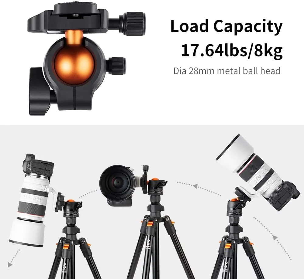 سه پایه مسافرتی K&F Concept، سه پایه دوربین 62.99 اینچی برای DSLR، سه پایه مسافرتی آلومینیومی قابل حمل با هد توپی پانوراما 360 درجه، رهاسازی سریع با کیف نگهداری، حداکثر بار 8 کیلوگرم سه پایه مسافرتی K&F Concept، سه پایه دوربین 62.99 اینچی برای DSLR، سه پایه مسافرتی آلومینیومی قابل حمل با هد توپی پانوراما 360 درجه، رهاسازی سریع با کیف نگهداری، حداکثر بار 8 کیلوگرم