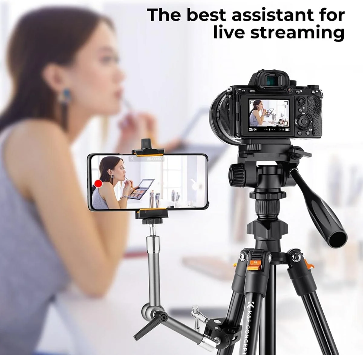 سه پایه دوربین K&F Concept K234A0 به همراه هد فیلمبرداری و گیره موبایل | حداکثر وزن قابل تحمل 3 کیلوگرم | عملکرد ماکرو | صفحه رهاسازی سریع | کیف سه پایه برای عکاسی منظره | 1.26 کیلوگرم - 162 سانتی متر سه پایه دوربین K&F Concept K234A0 به همراه هد فیلمبرداری و گیره موبایل | حداکثر وزن قابل تحمل 3 کیلوگرم | عملکرد ماکرو | صفحه رهاسازی سریع | کیف سه پایه برای عکاسی منظره | 1.26 کیلوگرم - 162 سانتی متر