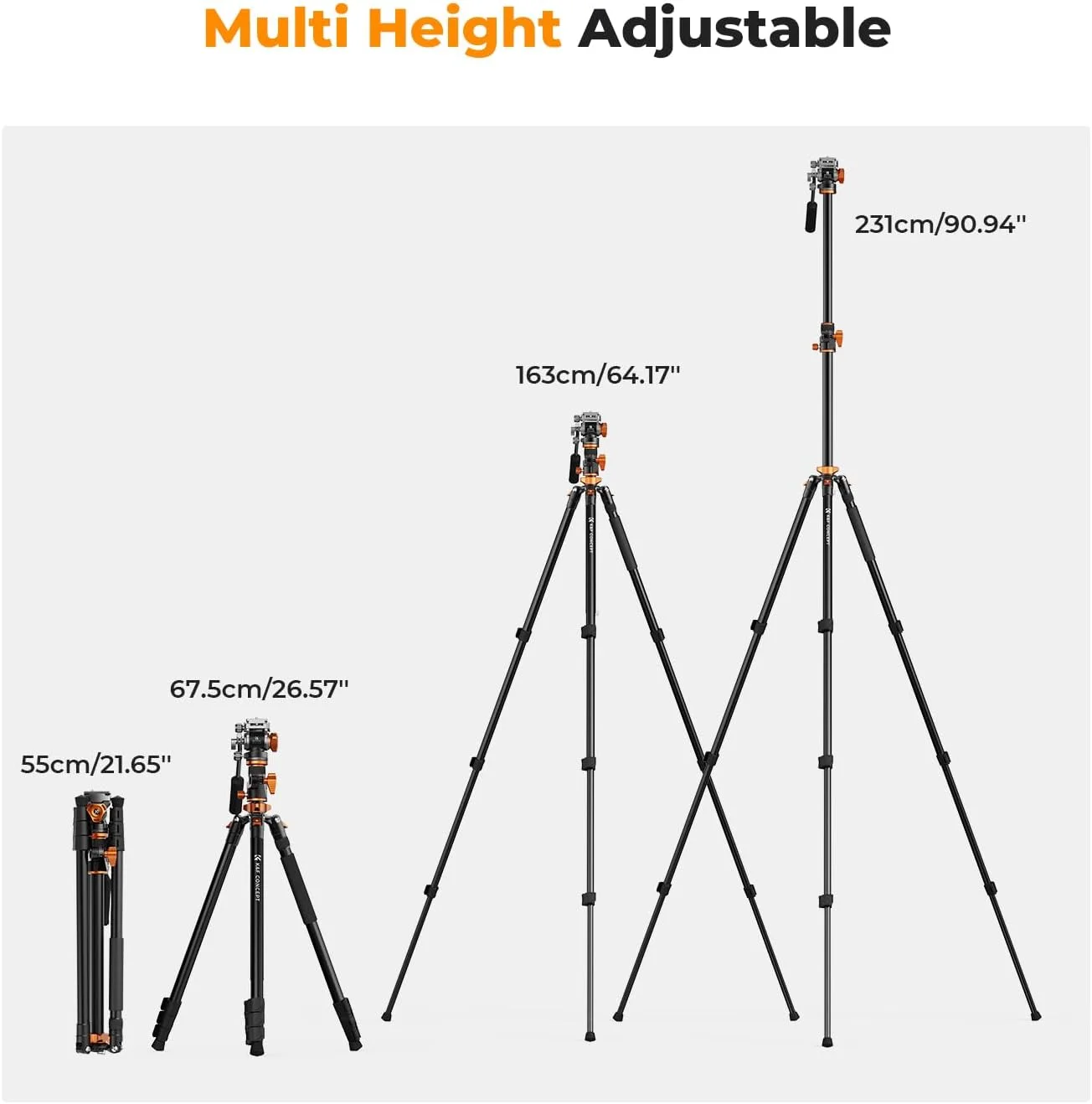 سه پایه فیلمبرداری 91 اینچی K&F CONCEPT، سه پایه افقی بالای سر با ستون مرکزی چند زاویه ای، سه پایه تک پایه آلومینیومی با هد سیال و صفحه رهاسازی سریع برای دوربین DSLR، دوربین فیلمبرداری، ظرفیت بار 5 کیلوگرم/11 پوند سه پایه فیلمبرداری 91 اینچی K&F CONCEPT، سه پایه افقی بالای سر با ستون مرکزی چند زاویه ای، سه پایه تک پایه آلومینیومی با هد سیال و صفحه رهاسازی سریع برای دوربین DSLR، دوربین فیلمبرداری، ظرفیت بار 5 کیلوگرم/11 پوند