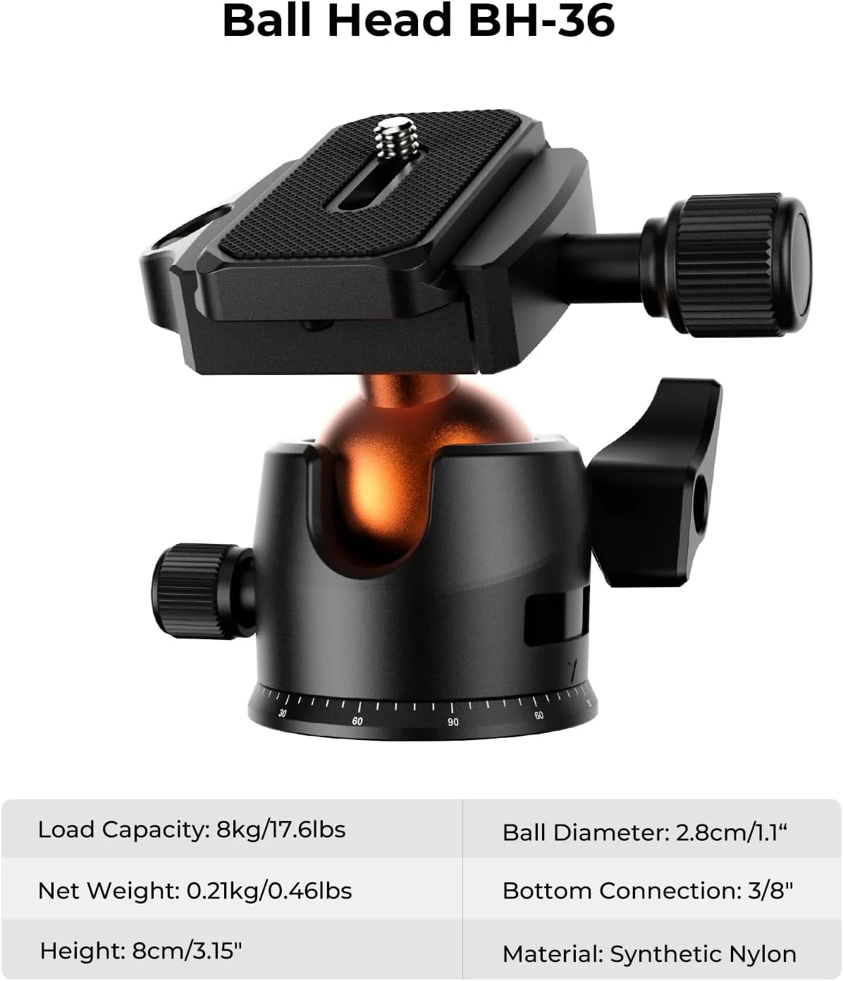سه پایه دوربین K&F Concept با ارتفاع 163 سانتی متر، سه پایه مسافرتی آلومینیومی سبک وزن با هد توپی 360 درجه، ظرفیت بار 8 کیلوگرم، صفحه رهاسازی سریع، برای دوربین های DSLR مدل K234A0+BH-28L