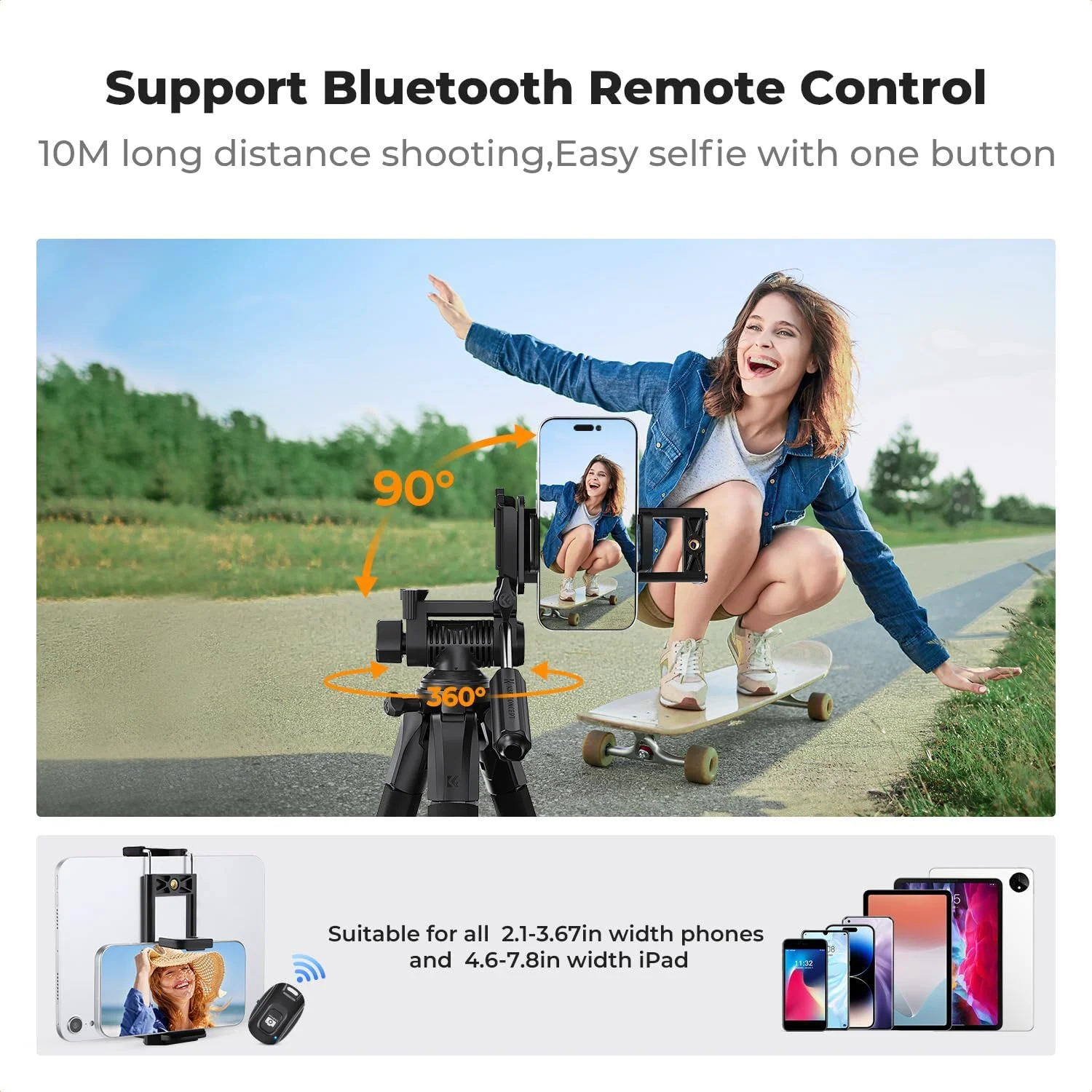 سه پایه دوربین K&F Concept، 75 اینچی، سه پایه های سبک وزن قابل حمل برای سفر در فضای باز DSLR برای پایه سه پایه ضبط ویدئو تلفن دوربین، گیره تلفن همراه برای پخش زنده گوشی های هوشمند سه پایه دوربین K&F Concept، 75 اینچی، سه پایه های سبک وزن قابل حمل برای سفر در فضای باز DSLR برای پایه سه پایه ضبط ویدئو تلفن دوربین، گیره تلفن همراه برای پخش زنده گوشی های هوشمند