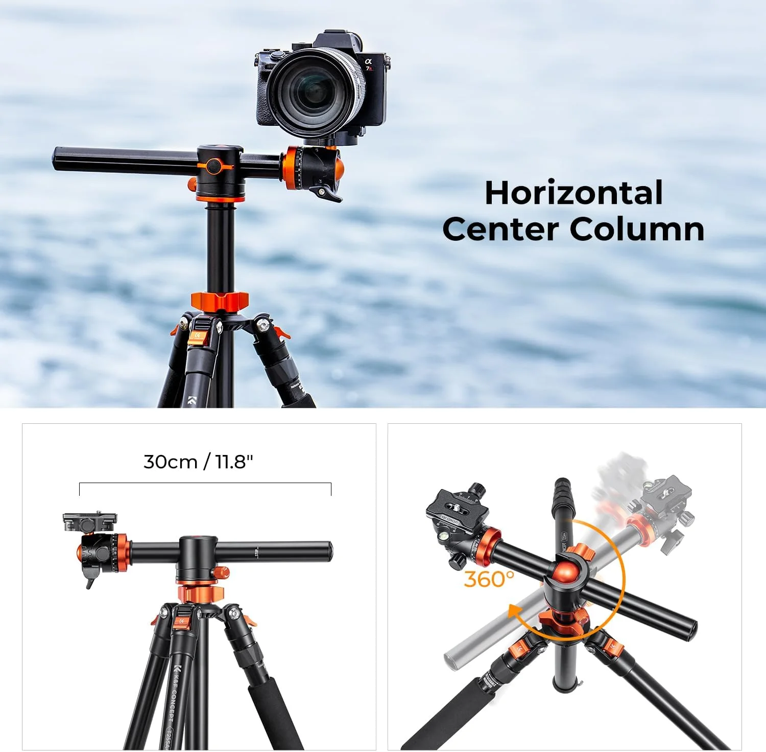 سه پایه دوربین DSLR حرفه ای آلومینیومی افقی K&F Concept TM2515T، 5 قسمتی، تک پایه قابل حمل با هد توپی 360 درجه و صفحه رهاسازی سریع برای دوربین های DSLR کانن، نیکون و سونی سه پایه دوربین DSLR حرفه ای آلومینیومی افقی K&F Concept TM2515T، 5 قسمتی، تک پایه قابل حمل با هد توپی 360 درجه و صفحه رهاسازی سریع برای دوربین های DSLR کانن، نیکون و سونی