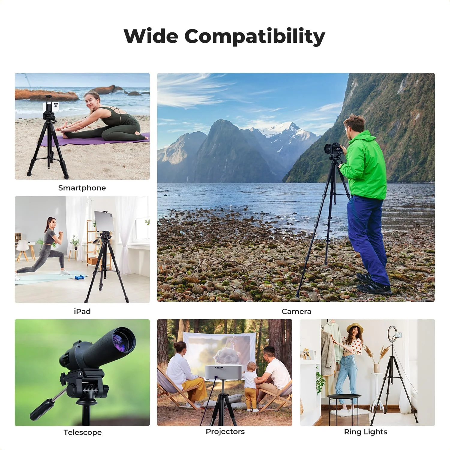 سه پایه دوربین K&F Concept، 75 اینچی، سه پایه های سبک وزن قابل حمل برای سفر در فضای باز DSLR برای پایه سه پایه ضبط ویدئو تلفن دوربین، گیره تلفن همراه برای پخش زنده گوشی های هوشمند سه پایه دوربین K&F Concept، 75 اینچی، سه پایه های سبک وزن قابل حمل برای سفر در فضای باز DSLR برای پایه سه پایه ضبط ویدئو تلفن دوربین، گیره تلفن همراه برای پخش زنده گوشی های هوشمند