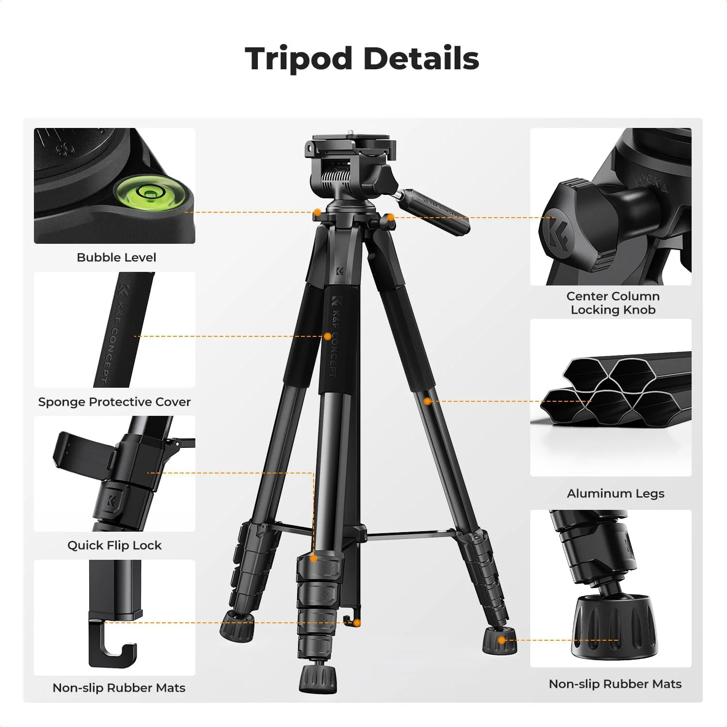 سه پایه دوربین K&F Concept، 75 اینچی، سه پایه های سبک وزن قابل حمل برای سفر در فضای باز DSLR برای پایه سه پایه ضبط ویدئو تلفن دوربین، گیره تلفن همراه برای پخش زنده گوشی های هوشمند سه پایه دوربین K&F Concept، 75 اینچی، سه پایه های سبک وزن قابل حمل برای سفر در فضای باز DSLR برای پایه سه پایه ضبط ویدئو تلفن دوربین، گیره تلفن همراه برای پخش زنده گوشی های هوشمند