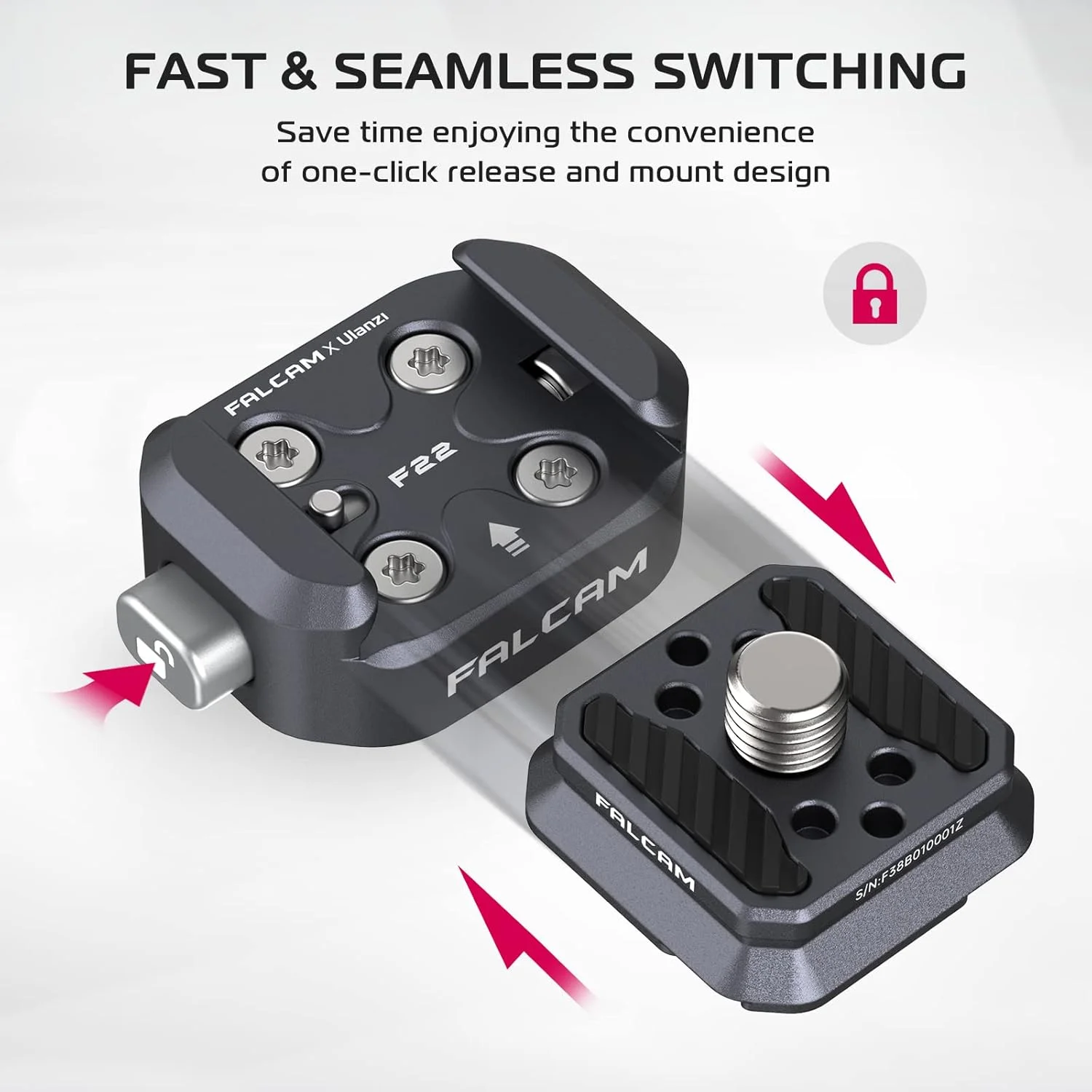 کیت صفحه اتصال سریع پایه FALCAM F22، آداپتور نصب دوربین تبدیل رزوه 1/4 اینچ به سیستم QR F22، کیت لوازم جانبی دوربین آلومینیومی 22 میلی‌متری برای فیلمسازان و عکاسان، مناسب برای سه پایه DSLR سونی کانن