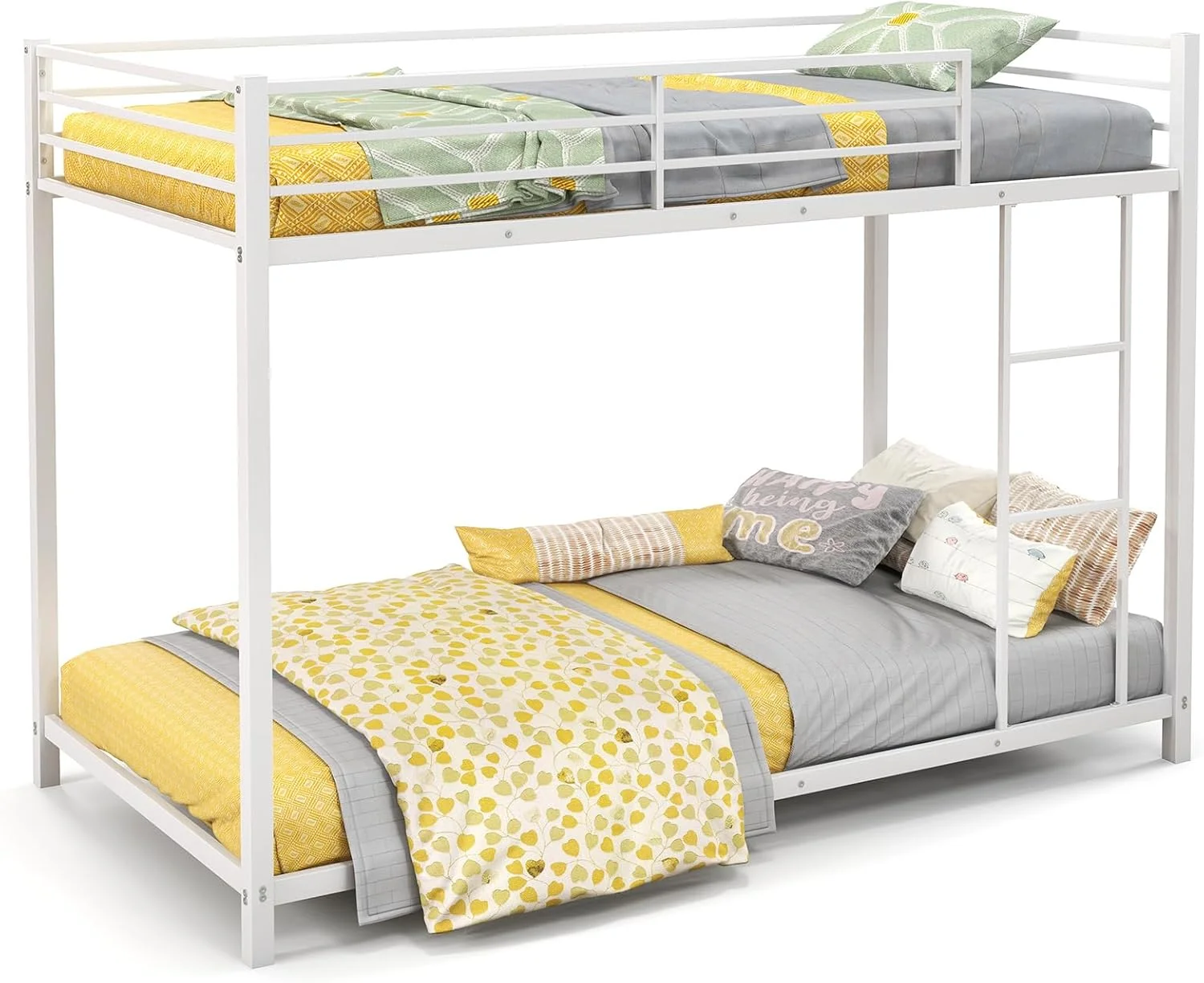 تخت دو طبقه فلزی جاینتکس، تخت دو نفره روی هم، قاب تخت دو طبقه کم ارتفاع با نردبان و نرده محافظ سرتاسری، قاب تخت دو نفره صرفه جویی در فضا برای نوجوانان کودکان، بدون نیاز به فنر جعبه ای (سفید) تخت دو طبقه فلزی جاینتکس، تخت دو نفره روی هم، قاب تخت دو طبقه کم ارتفاع با نردبان و نرده محافظ سرتاسری، قاب تخت دو نفره صرفه جویی در فضا برای نوجوانان کودکان، بدون نیاز به فنر جعبه ای (سفید)