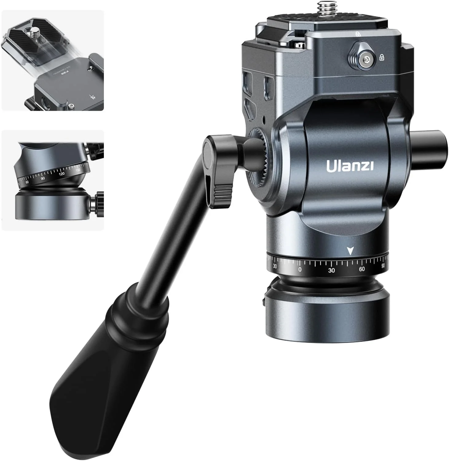ULANZI F38 Video Fluid Head for Camera Tripod - Mini Pan Tilt Head With Quick Release Plate - Lightweight Filming Equipment for Compact Camera Load up to 6.6lb/3kg