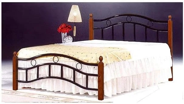 Karnak Wood And Steel Bed And Wooden Legs With Madicated Mattress Oak - Double Size 190X120 Cm