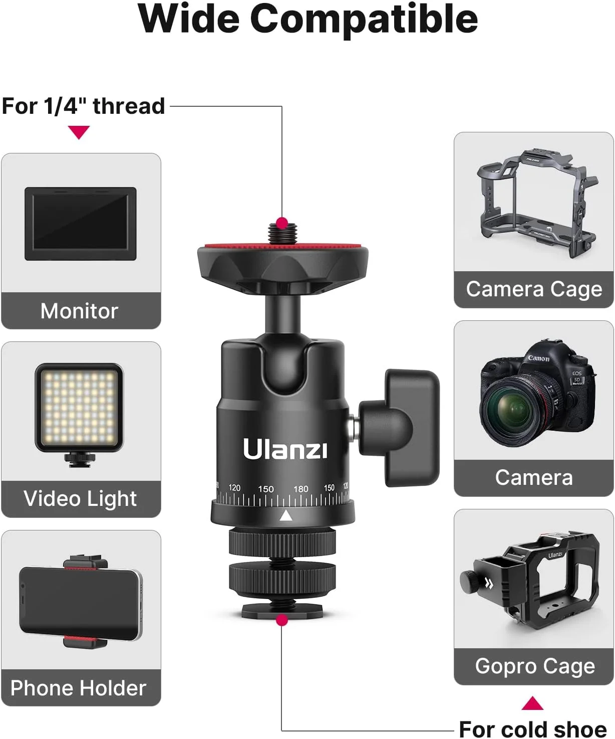 هد توپی کوچک، هد سه پایه پانوراما ULANZI H28 + آداپتور اتصال دوربین DSLR با دو پایه فلاش، لوازم جانبی عکاسی برای دوربین های اکشن، دوربین فیلمبرداری، تلفن هوشمند، نور، میکروفون با ظرفیت بارگیری 2.5 کیلوگرم هد توپی کوچک، هد سه پایه پانوراما ULANZI H28 + آداپتور اتصال دوربین DSLR با دو پایه فلاش، لوازم جانبی عکاسی برای دوربین های اکشن، دوربین فیلمبرداری، تلفن هوشمند، نور، میکروفون با ظرفیت بارگیری 2.5 کیلوگرم