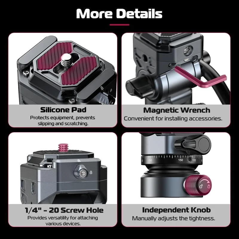 ULANZI F38 Video Fluid Head for Camera Tripod - Mini Pan Tilt Head With Quick Release Plate - Lightweight Filming Equipment for Compact Camera Load up to 6.6lb/3kg ULANZI F38 Video Fluid Head for Camera Tripod - Mini Pan Tilt Head With Quick Release Plate - Lightweight Filming Equipment for Compact Camera Load up to 6.6lb/3kg