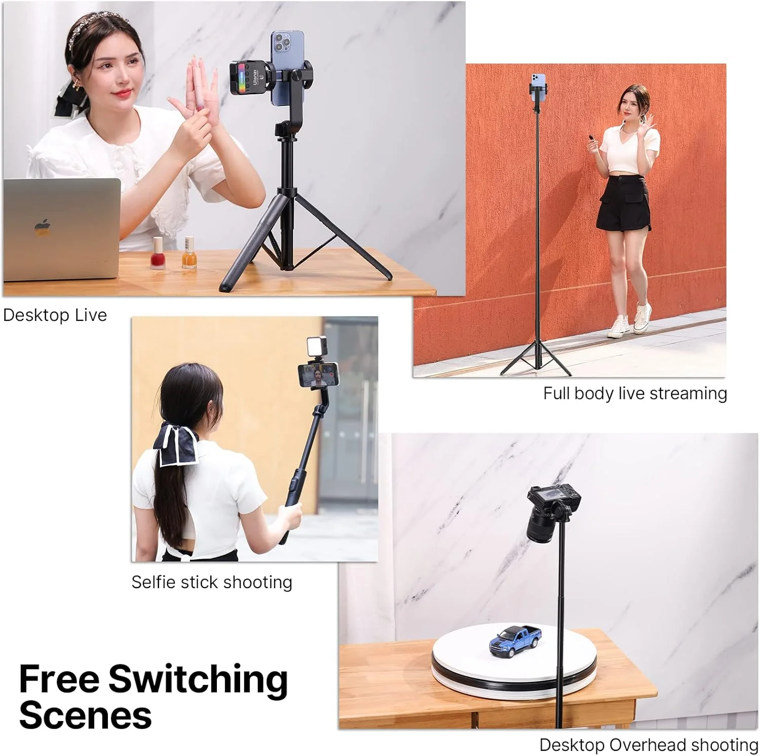 63'' 160cm Selfie Stick ULANZI SK-03 3 in 1 Stable Phone Stand for Smartphone/Camera, 160cm Extendable Phone Tripod with Detachable Remote, Compatible with iPhone/Galaxy/Huawei, etc. 63'' 160cm Selfie Stick ULANZI SK-03 3 in 1 Stable Phone Stand for Smartphone/Camera, 160cm Extendable Phone Tripod with Detachable Remote, Compatible with iPhone/Galaxy/Huawei, etc.