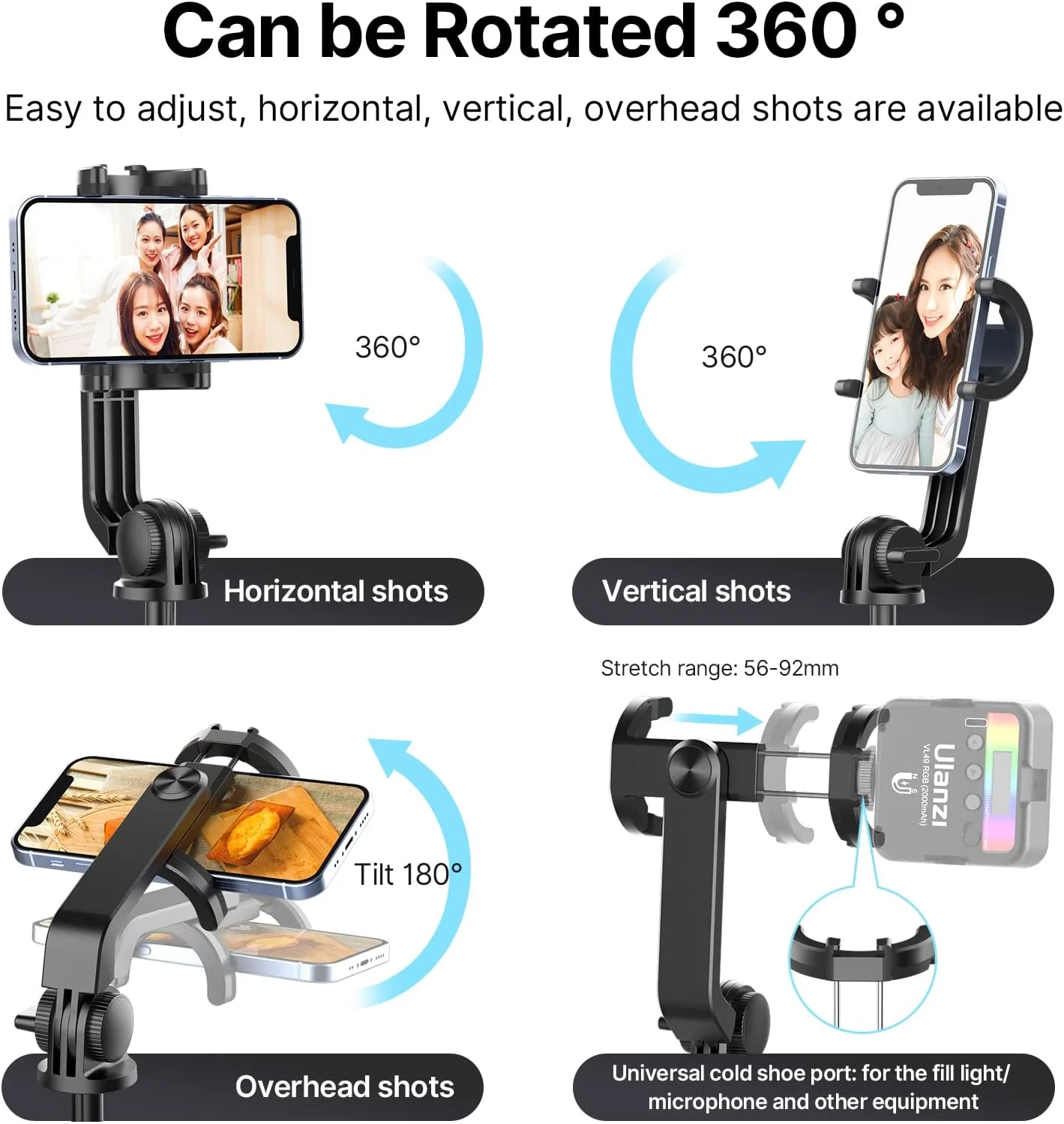 63'' 160cm Selfie Stick ULANZI SK-03 3 in 1 Stable Phone Stand for Smartphone/Camera, 160cm Extendable Phone Tripod with Detachable Remote, Compatible with iPhone/Galaxy/Huawei, etc. 63'' 160cm Selfie Stick ULANZI SK-03 3 in 1 Stable Phone Stand for Smartphone/Camera, 160cm Extendable Phone Tripod with Detachable Remote, Compatible with iPhone/Galaxy/Huawei, etc.
