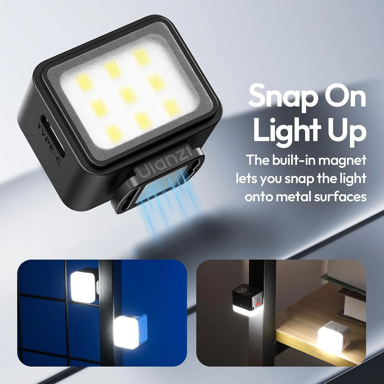 نور مکعبی کوچک ULANZI DG01، چراغ LED قابل حمل دوربین برای DJI OSMO Pocket 3، دوربین اکشن Sony zv-e 10، Canon r550، پشتیبانی از اتصال مغناطیسی و شارژ Type-C برای سه پایه ULANZI JJ02
