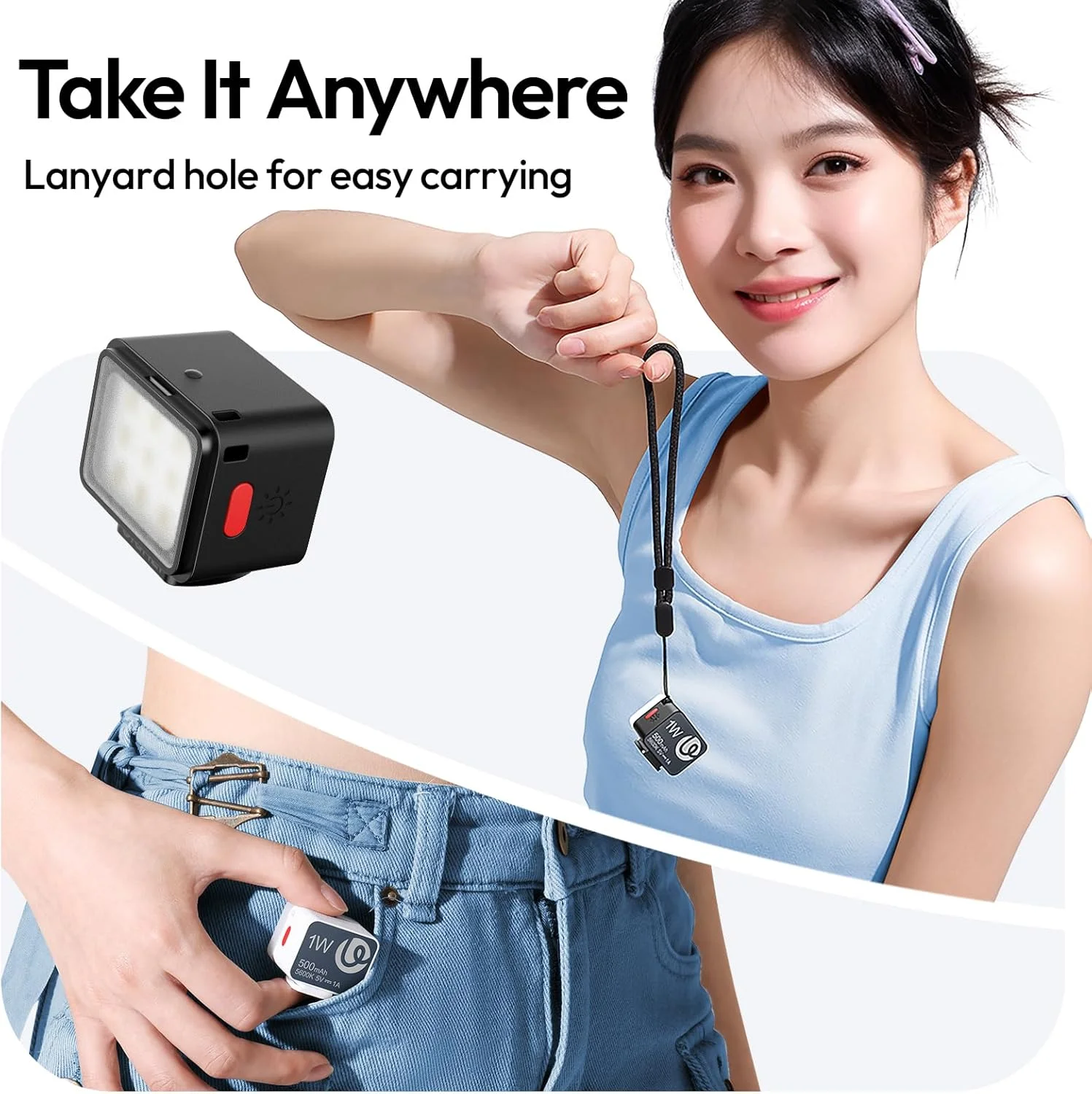 نور مکعبی کوچک ULANZI DG01، چراغ LED قابل حمل دوربین برای DJI OSMO Pocket 3، دوربین اکشن Sony zv-e 10، Canon r550، پشتیبانی از اتصال مغناطیسی و شارژ Type-C برای سه پایه ULANZI JJ02