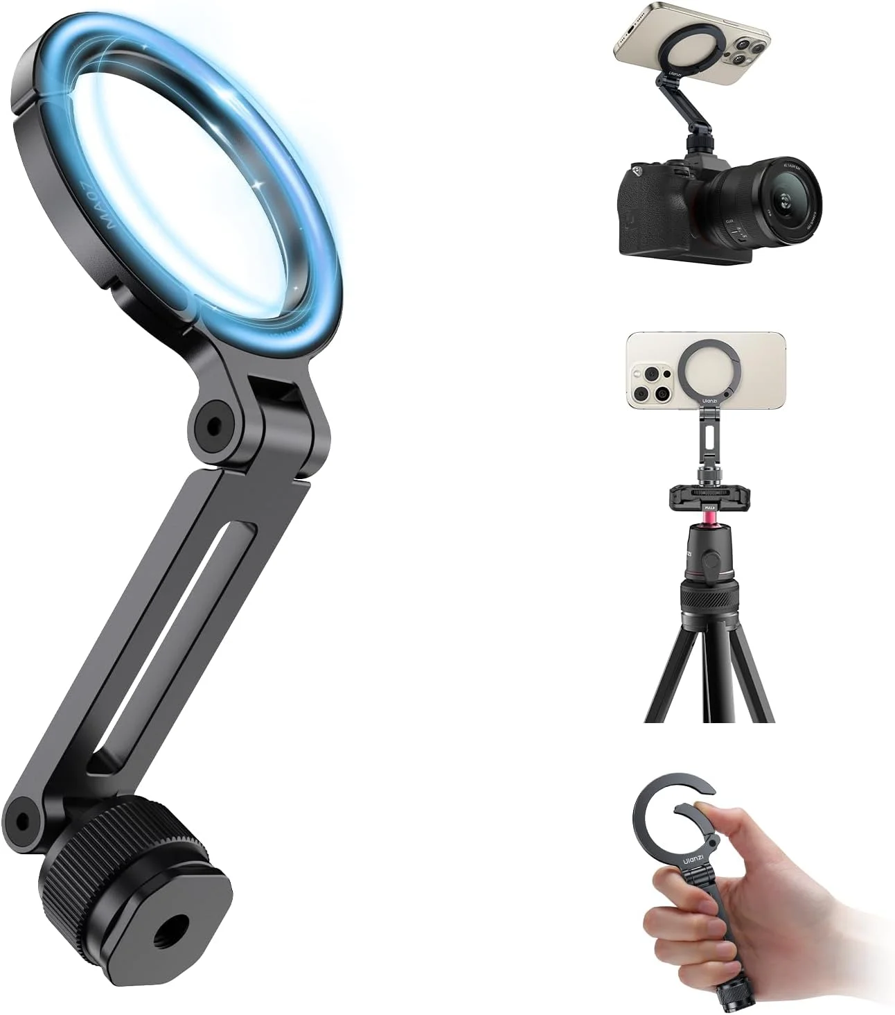 نگهدارنده مغناطیسی گوشی Ulanzi MA07 برای Magsafe، پایه گوشی دوربین آلومینیومی با پیچ 1/4 اینچی، سه پایه مغناطیسی کفش سرد برای دوربین، سازگار با سری آیفون 16/15/14/13/12 نگهدارنده مغناطیسی گوشی Ulanzi MA07 برای Magsafe، پایه گوشی دوربین آلومینیومی با پیچ 1/4 اینچی، سه پایه مغناطیسی کفش سرد برای دوربین، سازگار با سری آیفون 16/15/14/13/12