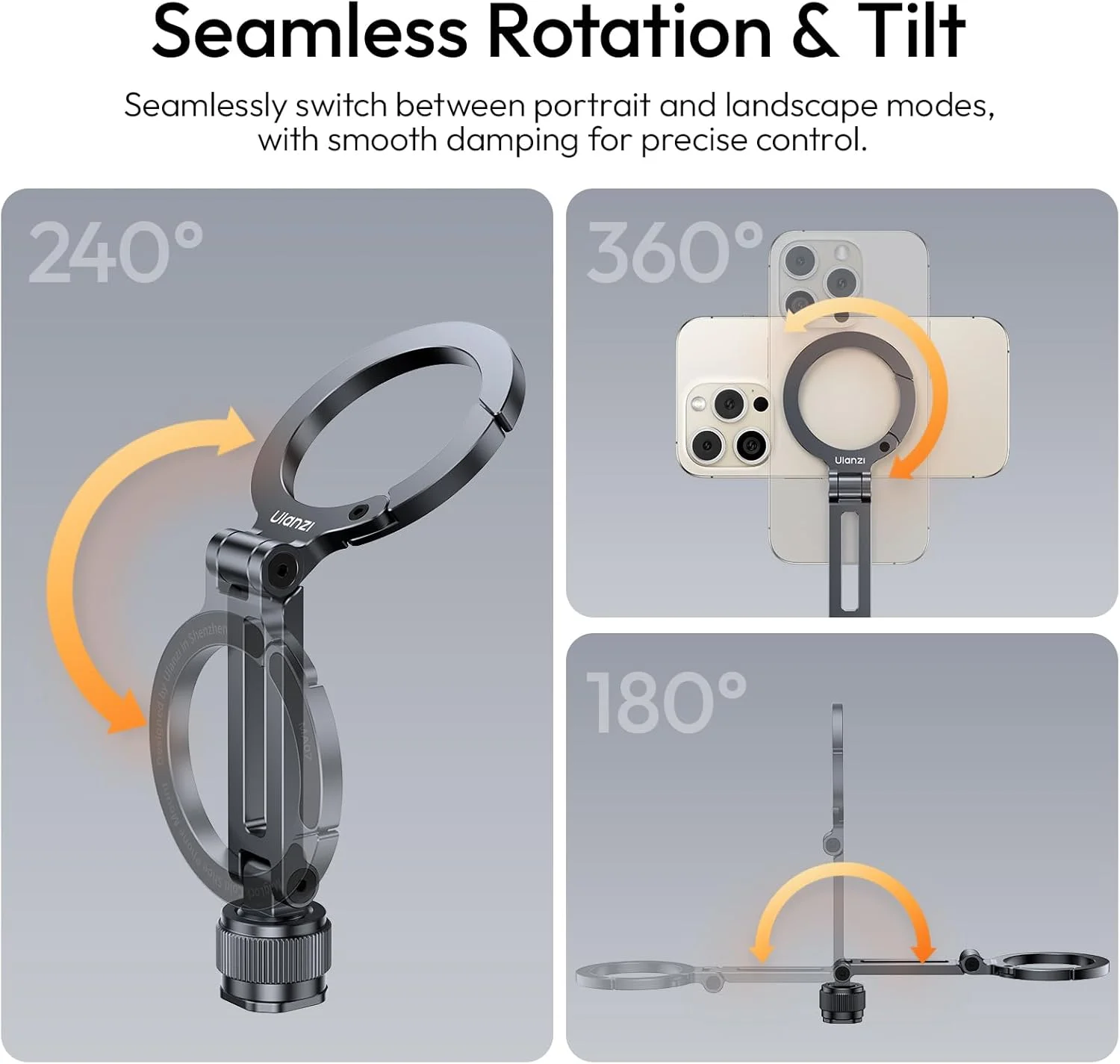 نگهدارنده مغناطیسی گوشی Ulanzi MA07 برای Magsafe، پایه گوشی دوربین آلومینیومی با پیچ 1/4 اینچی، سه پایه مغناطیسی کفش سرد برای دوربین، سازگار با سری آیفون 16/15/14/13/12