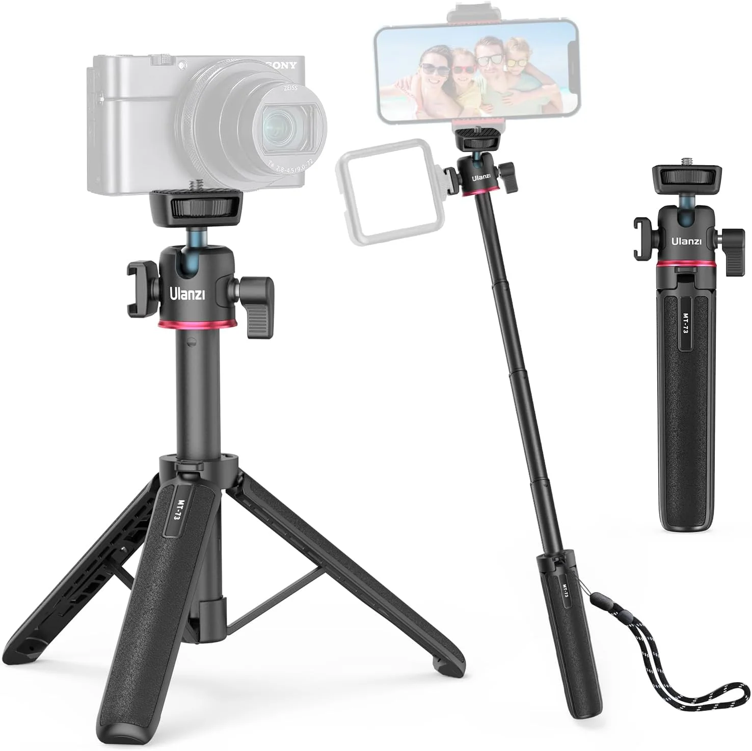 سه پایه کوچک دوربین ULANZI MT-73 با پیچ 1/4 اینچی، سه پایه مسافرتی، سه پایه جیبی سازگار با دوربین های کامپکت
