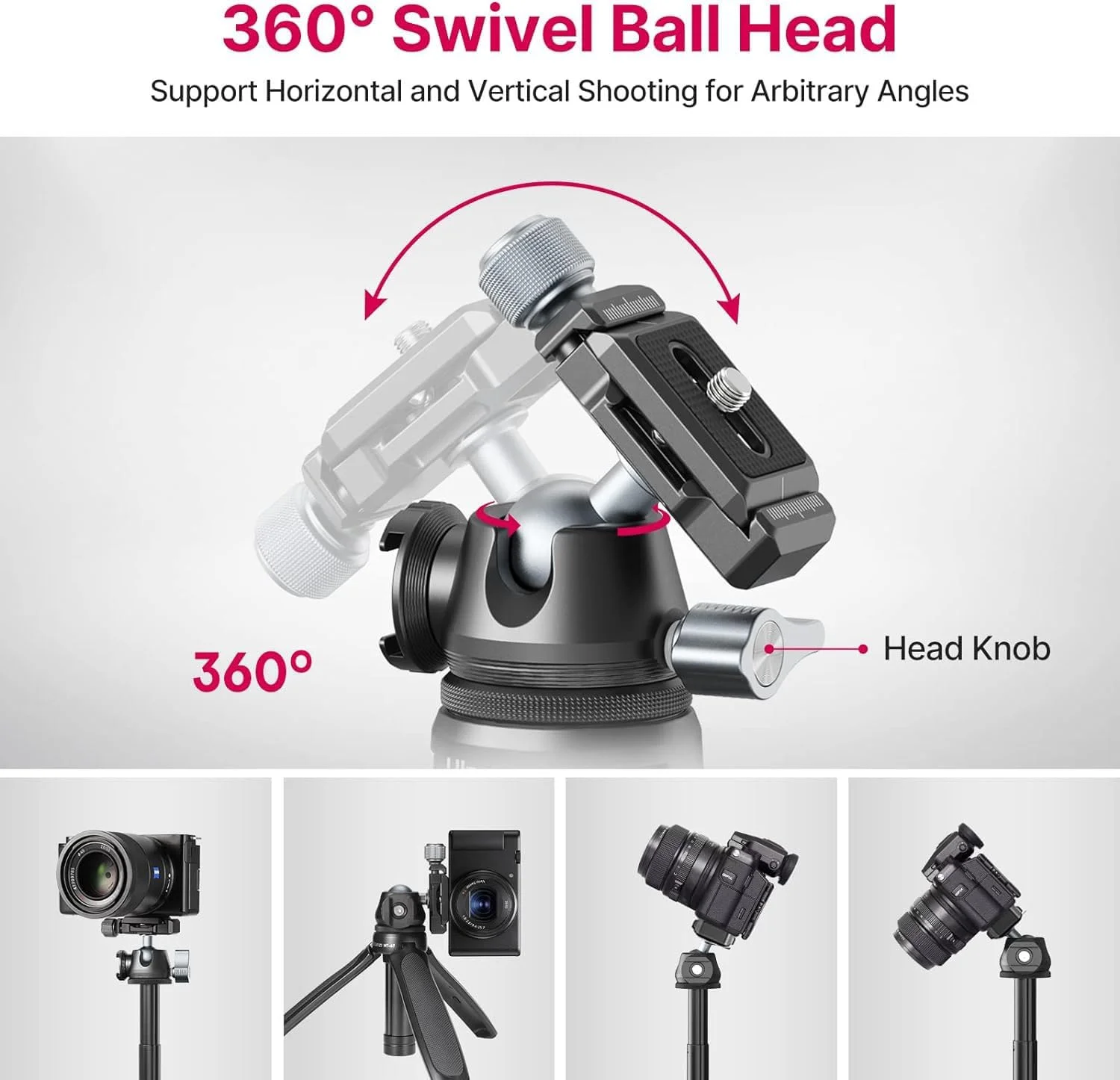 سه پایه دوربین ULANZI MT-47 آلیاژ آلومینیوم، سه پایه مسافرتی کوچک تلفن همراه، سه پایه رومیزی جمع و جور برای DSLR، هد توپی 360 درجه با صفحه رهاسازی سریع Arca 1/4 اینچی، کفشک سرد، میله سلفی قابل حمل برای ولاگ