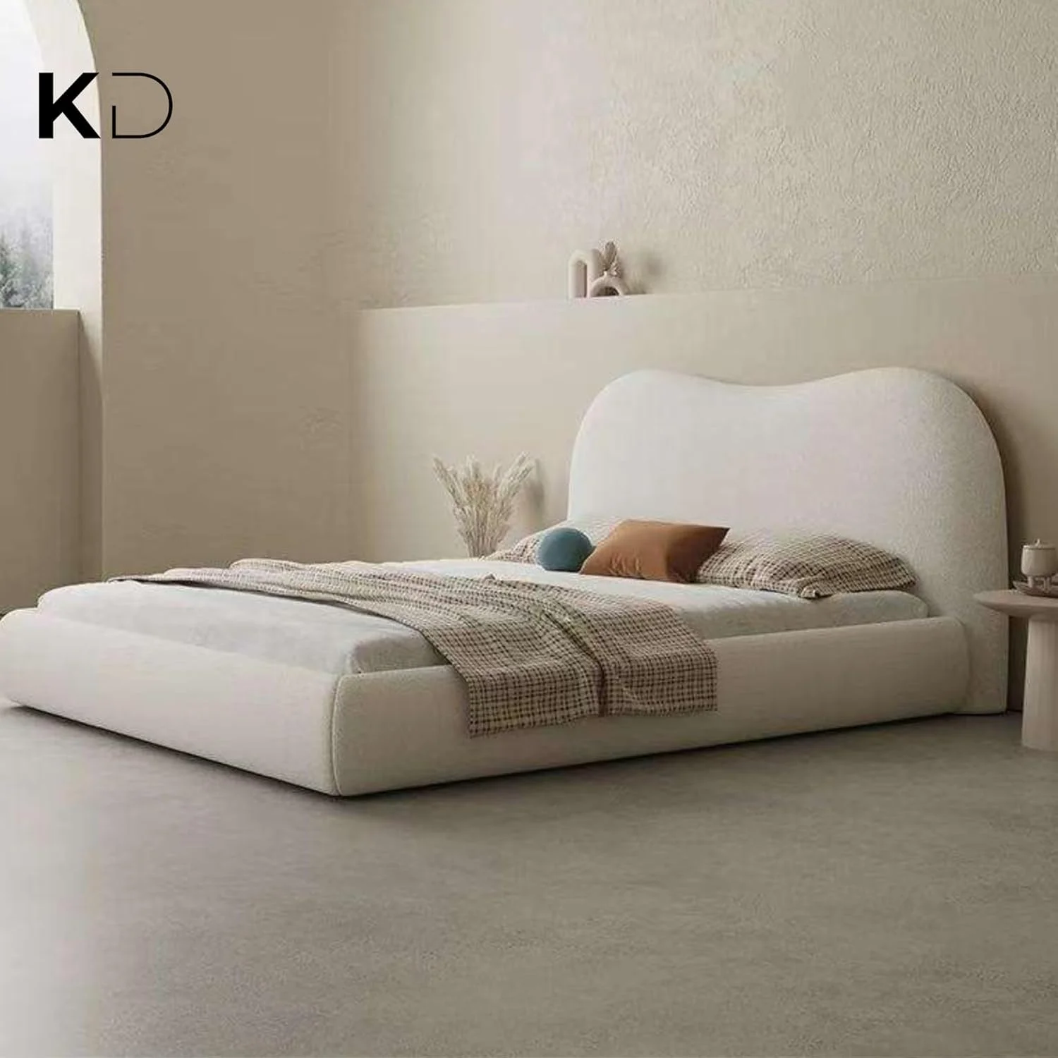 تخت خواب دو نفره چوبی با روکش پارچه پشمی KUSTOMDECO | پایه و پاهای چوبی محکم | تخت خواب سکویی روکش دار بژ (دو نفره (120x200 سانتی متر) بدون تشک) تخت خواب دو نفره چوبی با روکش پارچه پشمی KUSTOMDECO | پایه و پاهای چوبی محکم | تخت خواب سکویی روکش دار بژ (دو نفره (120x200 سانتی متر) بدون تشک)