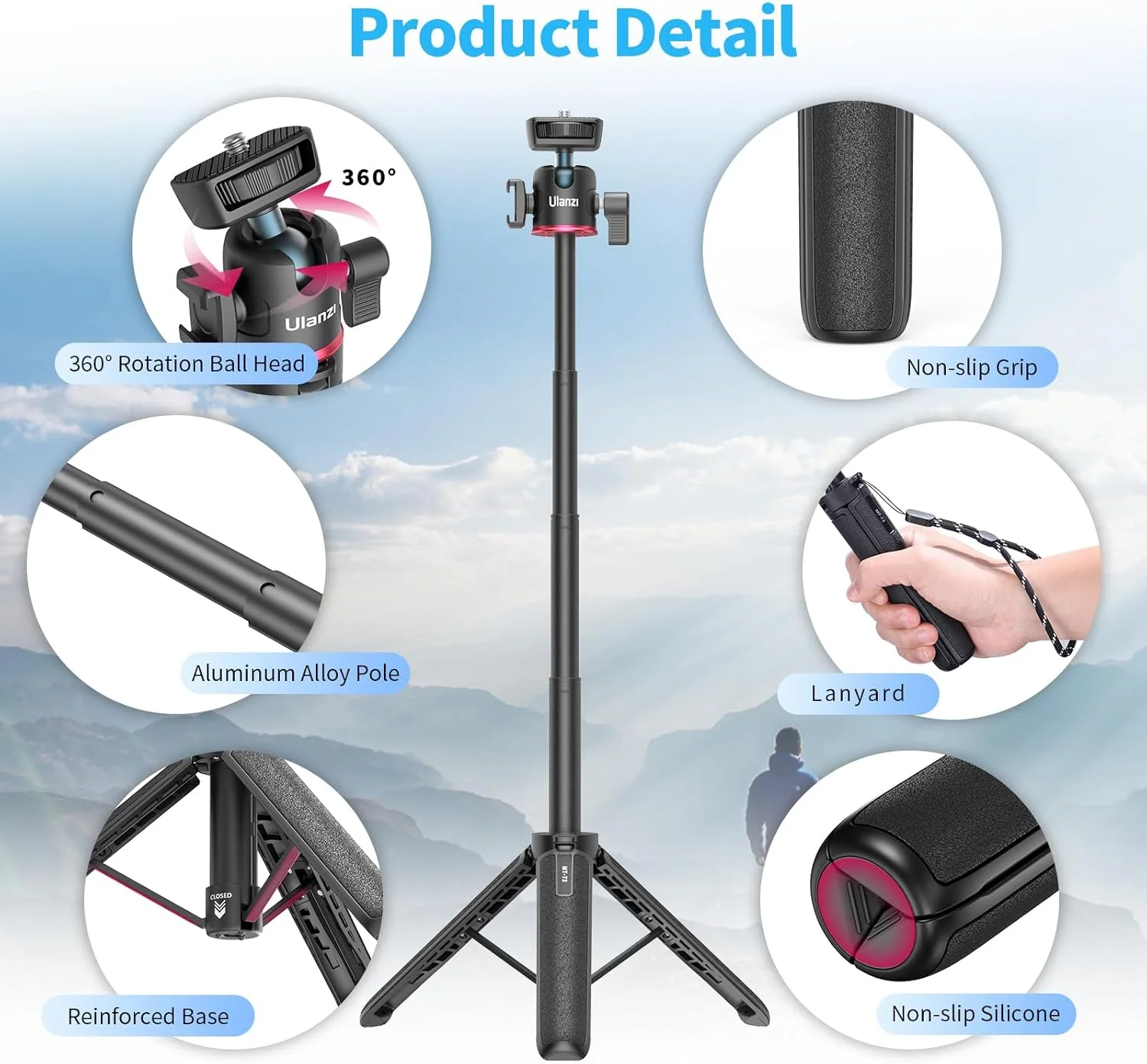سه پایه کوچک دوربین ULANZI MT-73 با پیچ 1/4 اینچی، سه پایه مسافرتی، سه پایه جیبی سازگار با دوربین های کامپکت سه پایه کوچک دوربین ULANZI MT-73 با پیچ 1/4 اینچی، سه پایه مسافرتی، سه پایه جیبی سازگار با دوربین های کامپکت