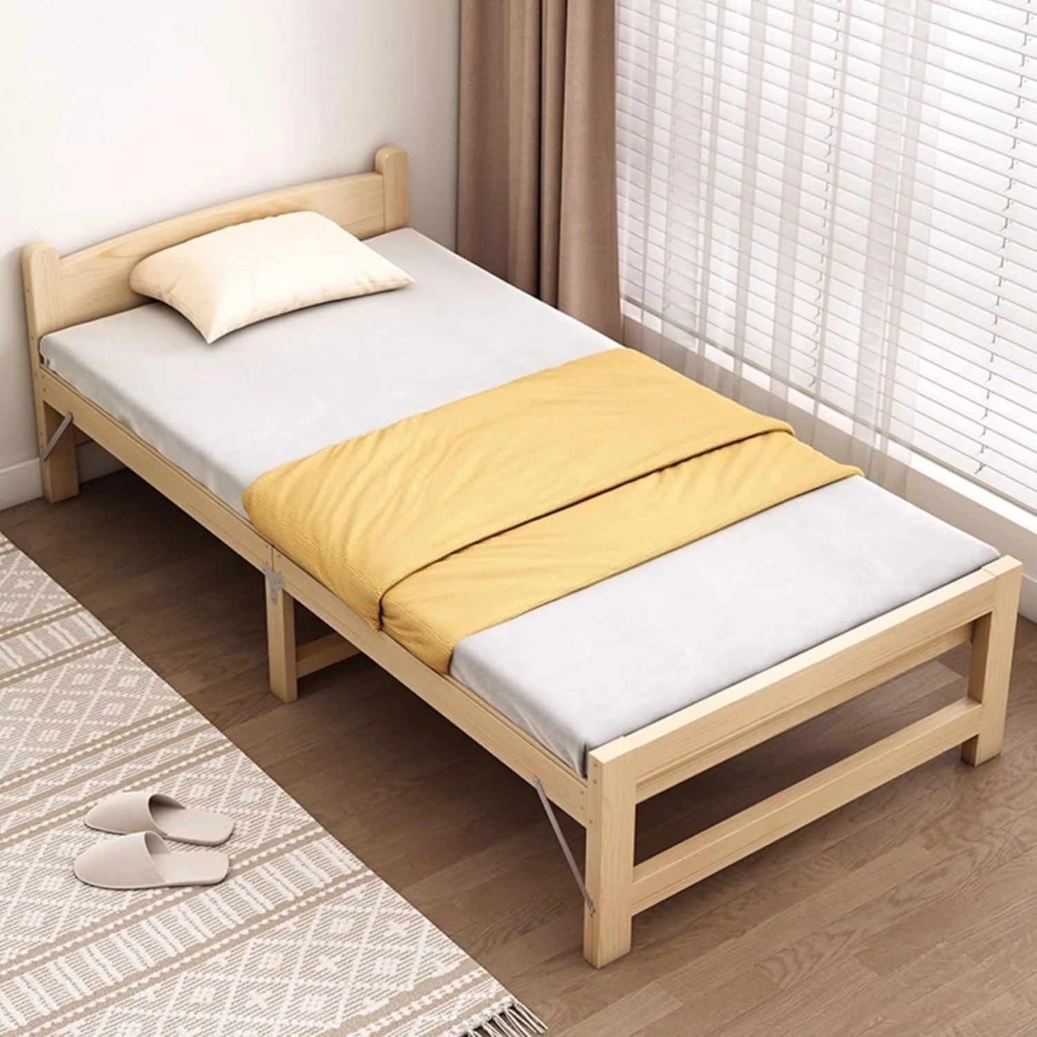 تخت تاشو چوبی مناسب فضای باز برای چرت زدن بزرگسالان به همراه تشک (بزرگ) تخت تاشو چوبی مناسب فضای باز برای چرت زدن بزرگسالان به همراه تشک (بزرگ)