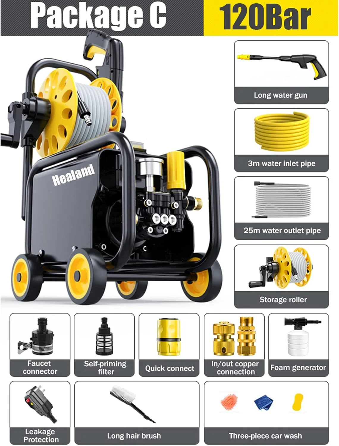 کارواش فشار قوی GZDcjsc، تفنگی آب پاش 120 بار، پمپ دستگاه کارواش، ژنراتور فوم، لوازم جانبی خودرو، C کارواش فشار قوی GZDcjsc، تفنگی آب پاش 120 بار، پمپ دستگاه کارواش، ژنراتور فوم، لوازم جانبی خودرو، C