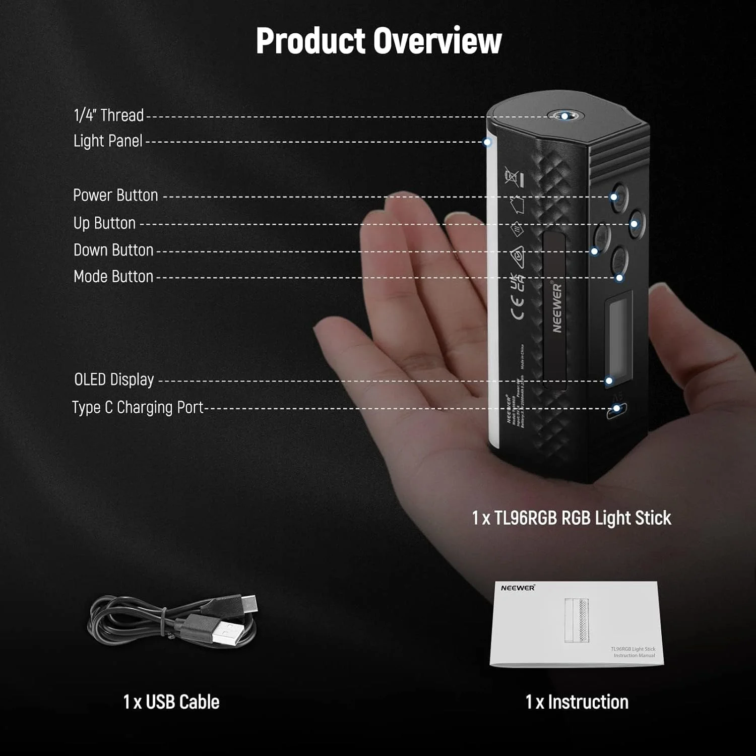 چراغ عصایی مغناطیسی دستی NEEWER مدل TL96RGB، بسته 2 عددی، چراغ ویدئویی LED مینی RGB با قابلیت چرخش 360 درجه، دارای باتری قابل شارژ 2500mAh، نور لوله ای دوربین با قابلیت تنظیم نور 2500-8500K برای عکاسی، TikTok، YouTube، Vlog چراغ عصایی مغناطیسی دستی NEEWER مدل TL96RGB، بسته 2 عددی، چراغ ویدئویی LED مینی RGB با قابلیت چرخش 360 درجه، دارای باتری قابل شارژ 2500mAh، نور لوله ای دوربین با قابلیت تنظیم نور 2500-8500K برای عکاسی، TikTok، YouTube، Vlog