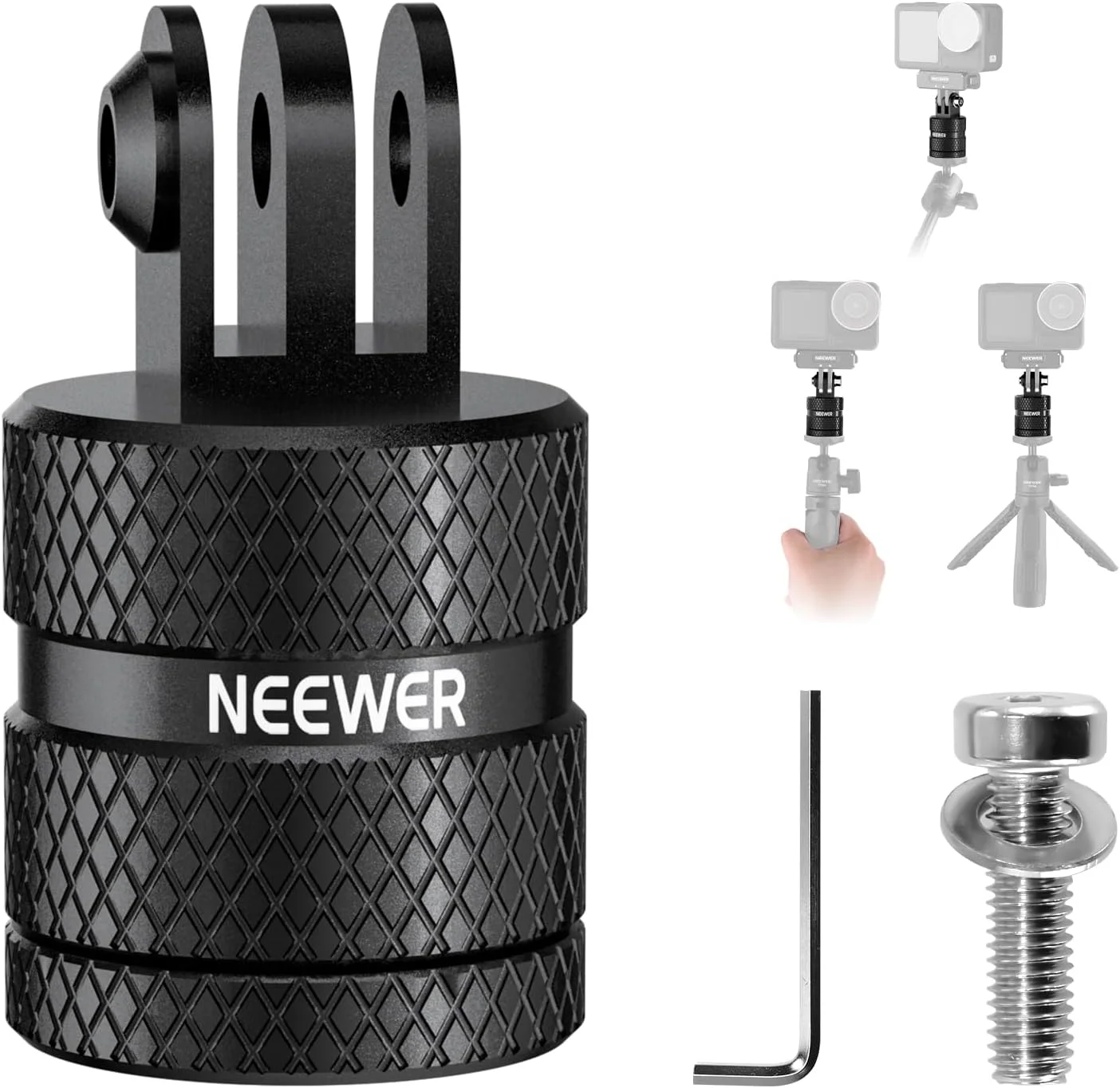 آداپتور اتصال سه پایه دوربین اکشن نیور سازگار با GoPro Hero 13 Go Pro 12 11 10 9 Black DJI Osmo Action 5 Pro 4 3، چرخش 360 درجه 1/4 اینچ -20 به پایه 3 شاخه برای لوازم جانبی استاندارد 1/4، GP-89 آداپتور اتصال سه پایه دوربین اکشن نیور سازگار با GoPro Hero 13 Go Pro 12 11 10 9 Black DJI Osmo Action 5 Pro 4 3، چرخش 360 درجه 1/4 اینچ -20 به پایه 3 شاخه برای لوازم جانبی استاندارد 1/4، GP-89