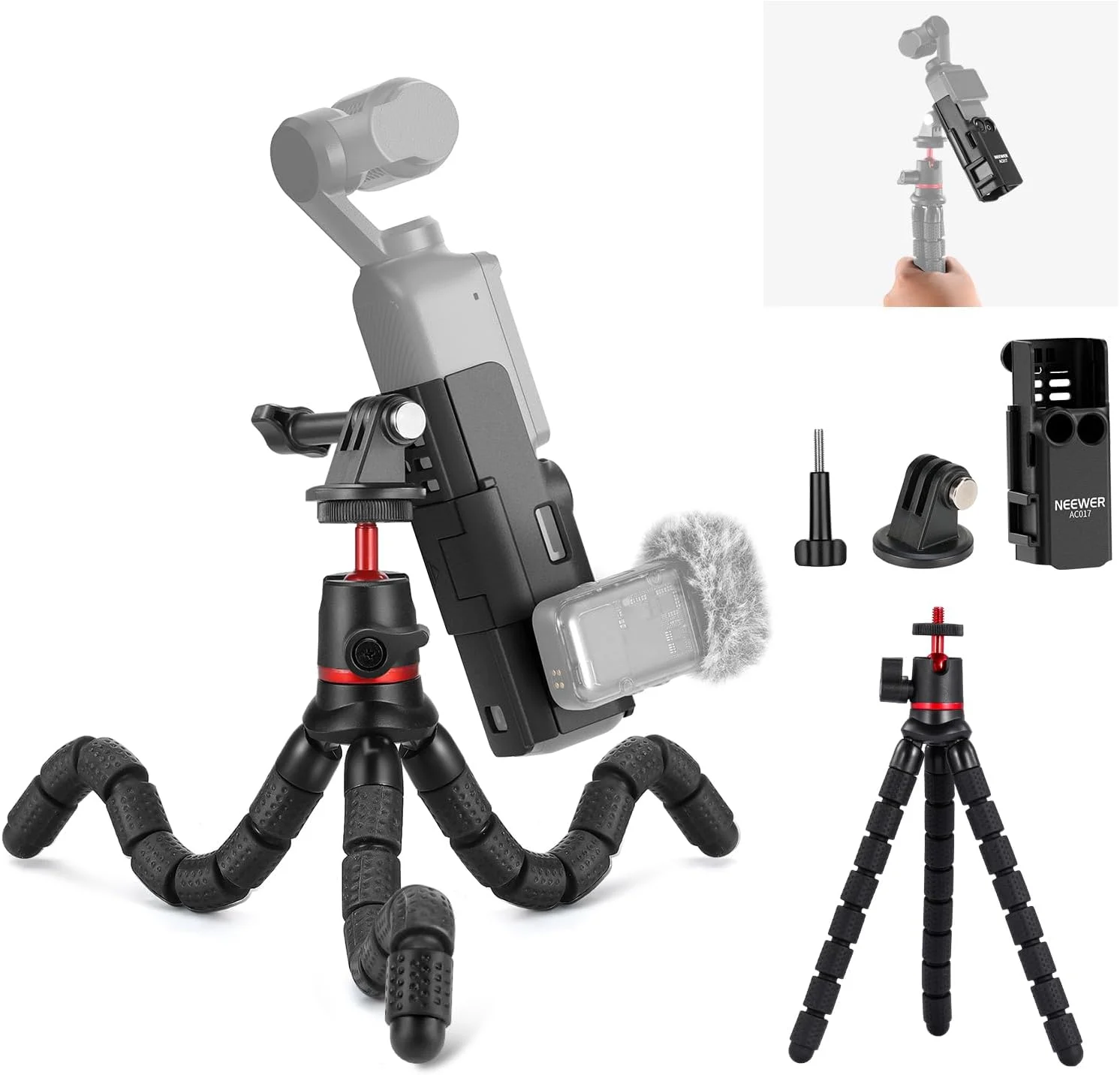 سه پایه و آداپتور توسعه NEEWER سازگار با لوازم جانبی DJI Osmo Pocket 3 Creator Combo، کیت کوهنوردی 4 در 1، سه پایه کوچک انعطاف پذیر/فریم قفس توسعه/آداپتور نصب برای وبلاگ نویسی، GP-66 سه پایه و آداپتور توسعه NEEWER سازگار با لوازم جانبی DJI Osmo Pocket 3 Creator Combo، کیت کوهنوردی 4 در 1، سه پایه کوچک انعطاف پذیر/فریم قفس توسعه/آداپتور نصب برای وبلاگ نویسی، GP-66