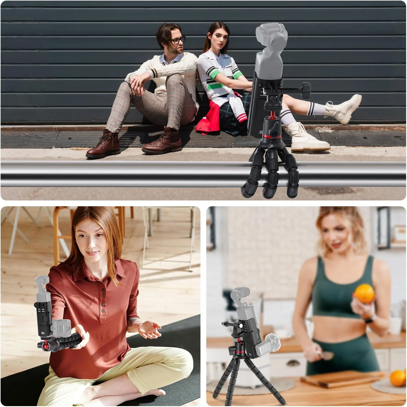 سه پایه و آداپتور توسعه NEEWER سازگار با لوازم جانبی DJI Osmo Pocket 3 Creator Combo، کیت کوهنوردی 4 در 1، سه پایه کوچک انعطاف پذیر/فریم قفس توسعه/آداپتور نصب برای وبلاگ نویسی، GP-66