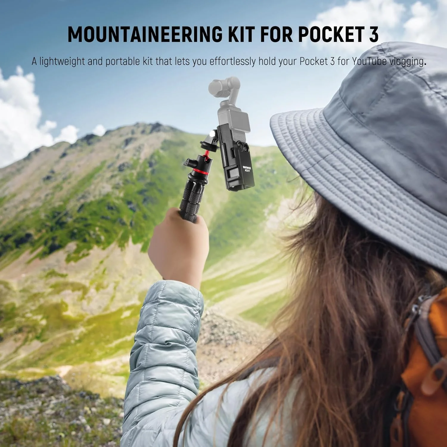 سه پایه و آداپتور توسعه NEEWER سازگار با لوازم جانبی DJI Osmo Pocket 3 Creator Combo، کیت کوهنوردی 4 در 1، سه پایه کوچک انعطاف پذیر/فریم قفس توسعه/آداپتور نصب برای وبلاگ نویسی، GP-66