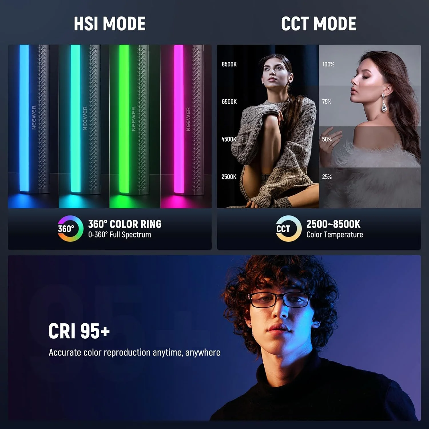 چراغ RGB عصایی NEEWER به همراه سه پایه رومیزی، میله نور مغناطیسی قابل حمل برای نورپردازی ویدیو و عکاسی، میله چراغ LED تمام رنگی 2500K-8500K با قابلیت تنظیم نور CRI95+، باتری 2550mAh، دارای 17 حالت نورپردازی برای ولاگ و TikTok، مدل TL20C چراغ RGB عصایی NEEWER به همراه سه پایه رومیزی، میله نور مغناطیسی قابل حمل برای نورپردازی ویدیو و عکاسی، میله چراغ LED تمام رنگی 2500K-8500K با قابلیت تنظیم نور CRI95+، باتری 2550mAh، دارای 17 حالت نورپردازی برای ولاگ و TikTok، مدل TL20C