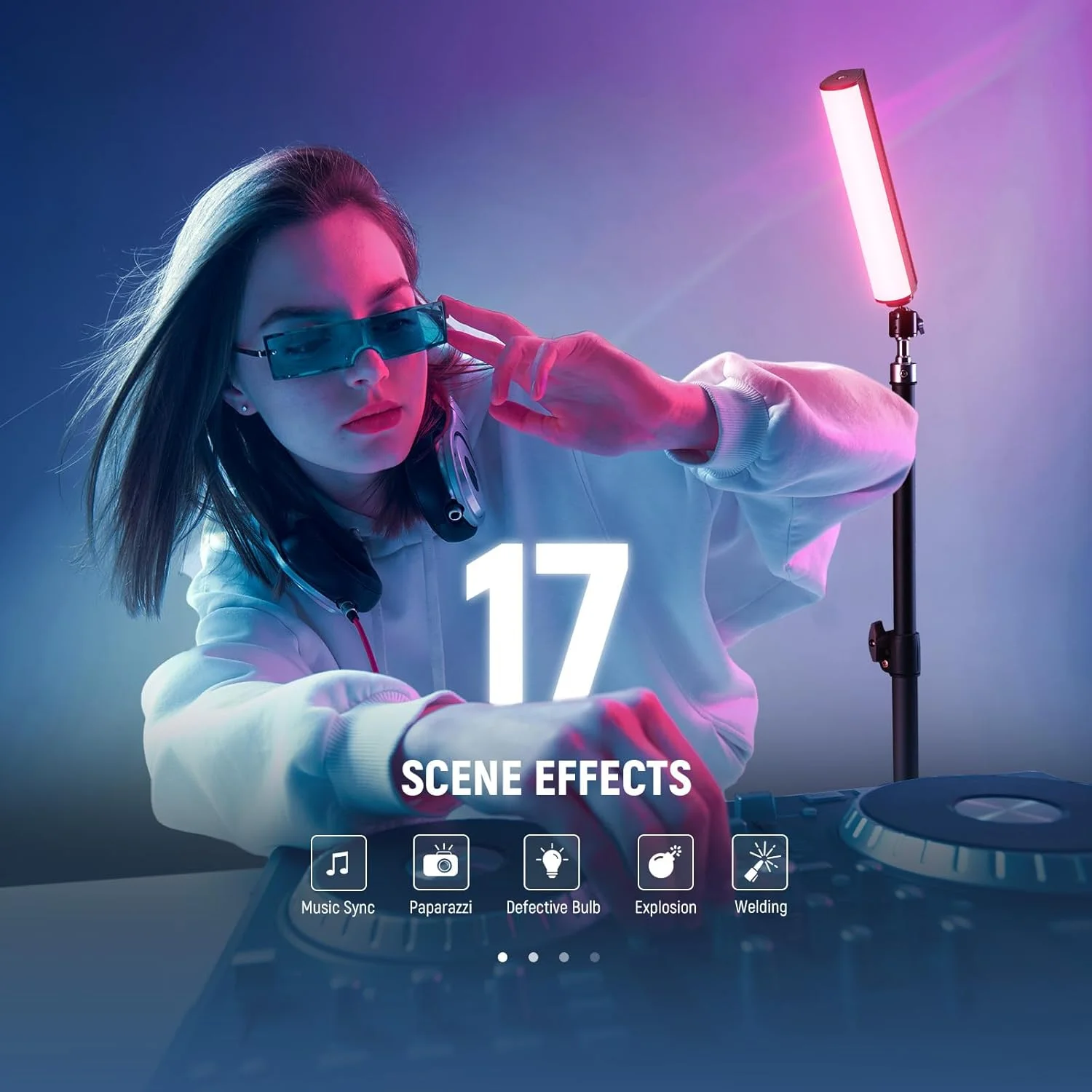 چراغ RGB عصایی NEEWER به همراه سه پایه رومیزی، میله نور مغناطیسی قابل حمل برای نورپردازی ویدیو و عکاسی، میله چراغ LED تمام رنگی 2500K-8500K با قابلیت تنظیم نور CRI95+، باتری 2550mAh، دارای 17 حالت نورپردازی برای ولاگ و TikTok، مدل TL20C چراغ RGB عصایی NEEWER به همراه سه پایه رومیزی، میله نور مغناطیسی قابل حمل برای نورپردازی ویدیو و عکاسی، میله چراغ LED تمام رنگی 2500K-8500K با قابلیت تنظیم نور CRI95+، باتری 2550mAh، دارای 17 حالت نورپردازی برای ولاگ و TikTok، مدل TL20C