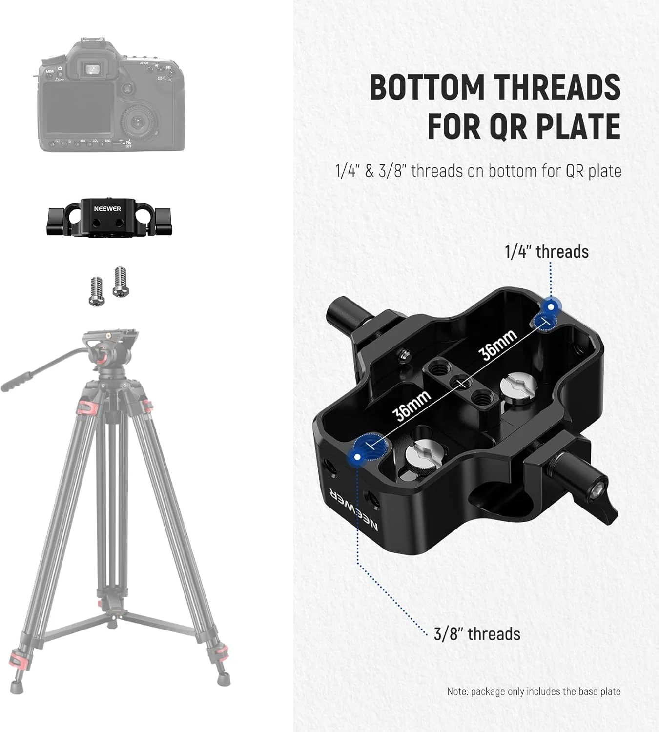 پایه دوربین NEEWER با گیره ریل دوگانه، صفحه پایه LWS 15 میلیمتری برای قفس دوربین سه پایه دوشی با رزوه های 1/4 و 3/8 اینچ، سازگار با قفس SmallRig Sony A7 Canon R6 BMPCC 6K Pro، SR001 پایه دوربین NEEWER با گیره ریل دوگانه، صفحه پایه LWS 15 میلیمتری برای قفس دوربین سه پایه دوشی با رزوه های 1/4 و 3/8 اینچ، سازگار با قفس SmallRig Sony A7 Canon R6 BMPCC 6K Pro، SR001