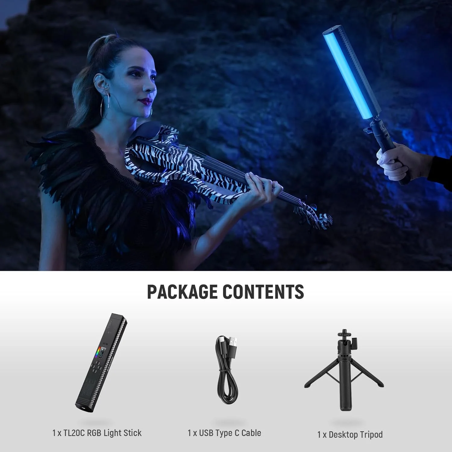 چراغ RGB عصایی NEEWER به همراه سه پایه رومیزی، میله نور مغناطیسی قابل حمل برای نورپردازی ویدیو و عکاسی، میله چراغ LED تمام رنگی 2500K-8500K با قابلیت تنظیم نور CRI95+، باتری 2550mAh، دارای 17 حالت نورپردازی برای ولاگ و TikTok، مدل TL20C چراغ RGB عصایی NEEWER به همراه سه پایه رومیزی، میله نور مغناطیسی قابل حمل برای نورپردازی ویدیو و عکاسی، میله چراغ LED تمام رنگی 2500K-8500K با قابلیت تنظیم نور CRI95+، باتری 2550mAh، دارای 17 حالت نورپردازی برای ولاگ و TikTok، مدل TL20C