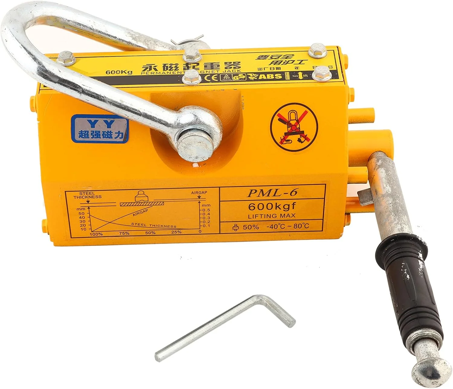 جرثقیل مغناطیسی دائمی GZDcjsc، ابزار بالابر مغناطیسی قابل حمل 600 کیلوگرمی