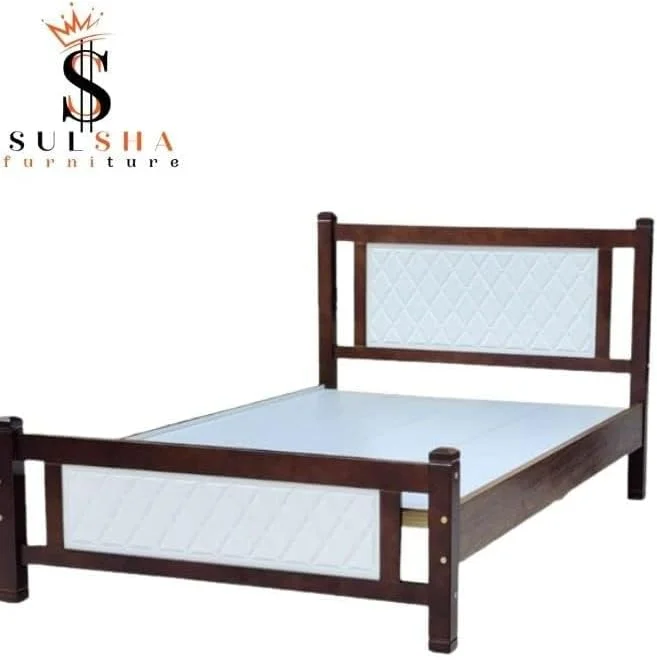 تخت خواب دو نفره چوبی سنگین و مدرن سولشا، سایز 120X190 سانتی متر تخت خواب دو نفره چوبی سنگین و مدرن سولشا، سایز 120X190 سانتی متر
