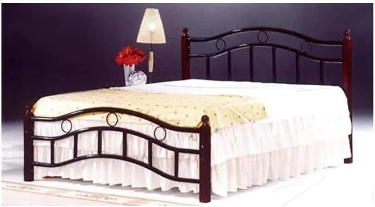 تخت خواب دو نفره چوبی فلزی SULSHA، پایه قهوه ای گیلاسی - 120 در 190 سانتی متر Sh-Double