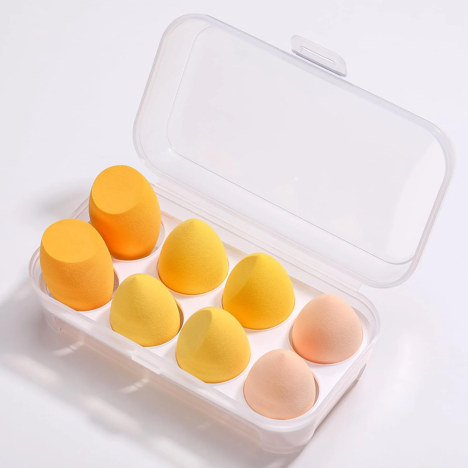 ست اسفنج آرایشی ABC Glow Beauty Blender – بسته 8 عددی | استفاده بی نقص از لوازم آرایش | بدون لاتکس، فوق العاده نرم، اسفنج های آرایشی قابل استفاده مجدد با جعبه مسافرتی | برای مایع، کرم و پودر (زرد)