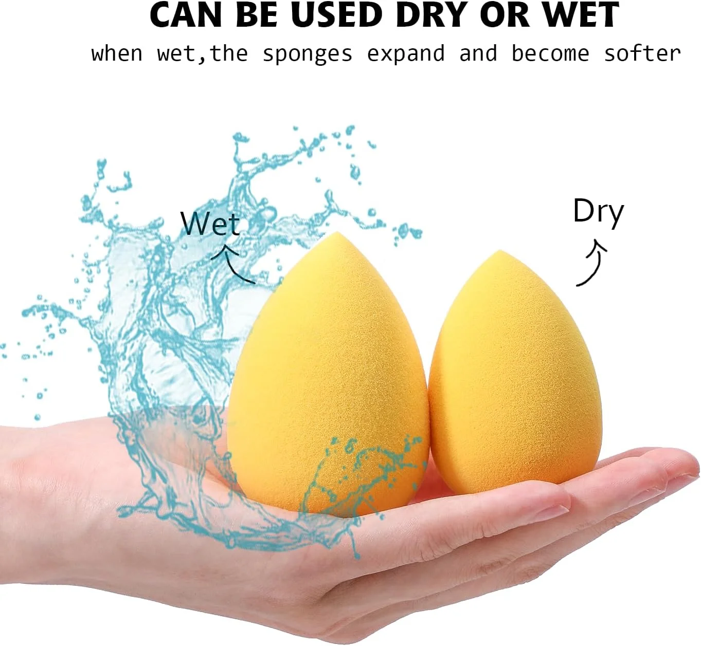 ست اسفنج آرایشی ABC Glow Beauty Blender – بسته 8 عددی | استفاده بی نقص از لوازم آرایش | بدون لاتکس، فوق العاده نرم، اسفنج های آرایشی قابل استفاده مجدد با جعبه مسافرتی | برای مایع، کرم و پودر (زرد)