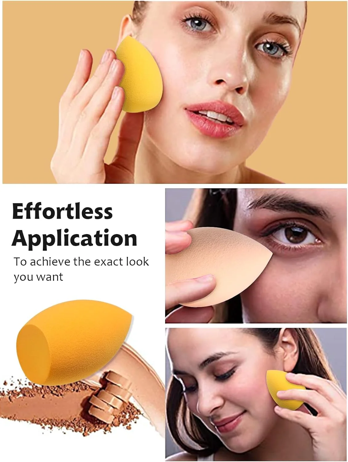 ست اسفنج آرایشی ABC Glow Beauty Blender – بسته 8 عددی | استفاده بی نقص از لوازم آرایش | بدون لاتکس، فوق العاده نرم، اسفنج های آرایشی قابل استفاده مجدد با جعبه مسافرتی | برای مایع، کرم و پودر (زرد)